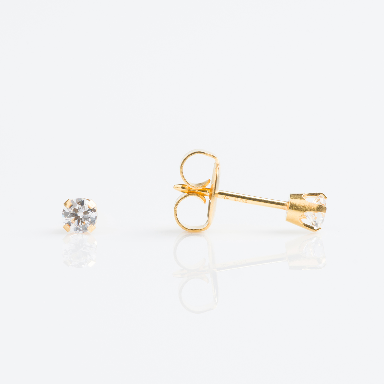 System 75™ 3mm 9K Yellow Gold Prong-Set Cubic Zirconia Piercing Studs