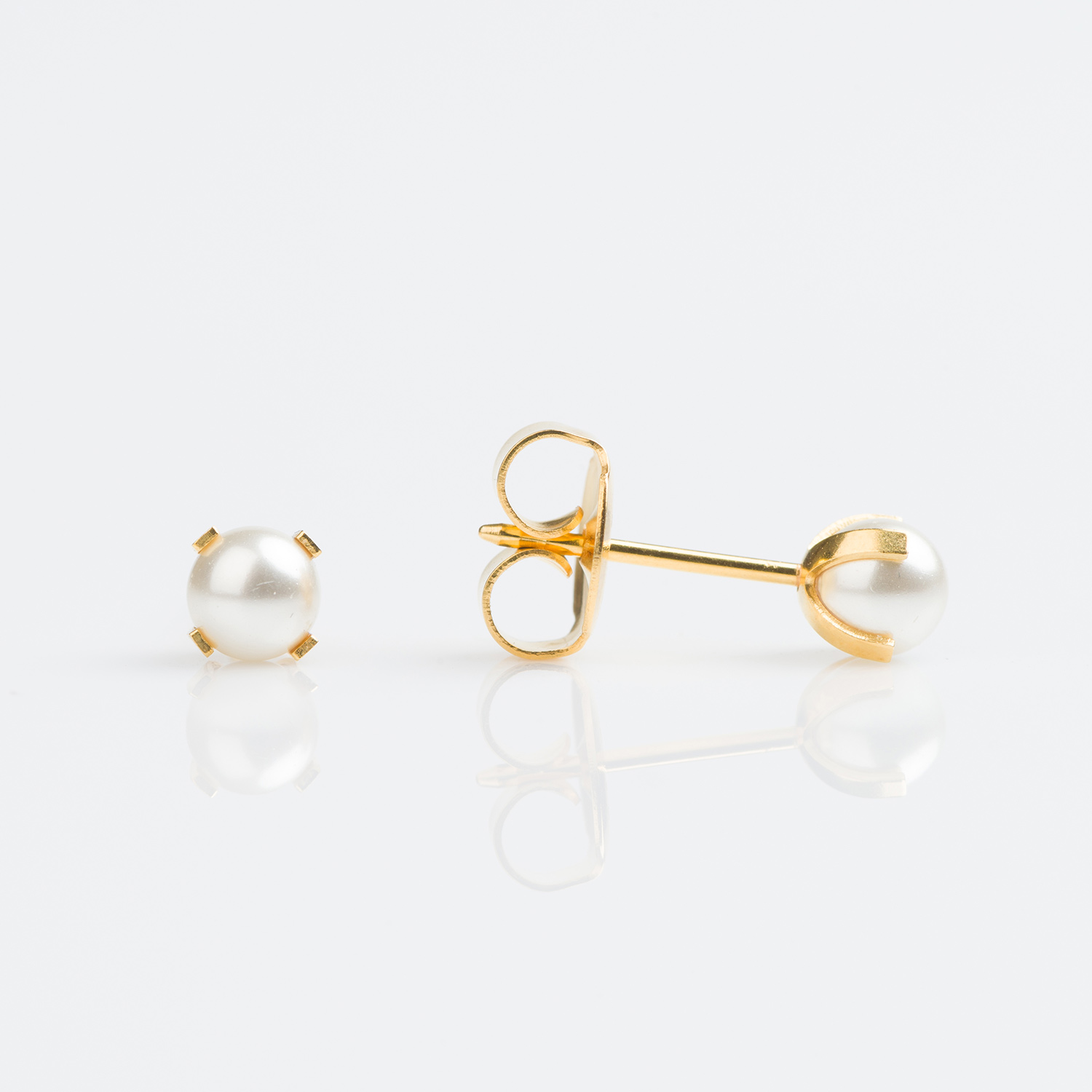 System 75™ 4mm 9K Yellow Gold Prong-Set Pearl Piercing Studs