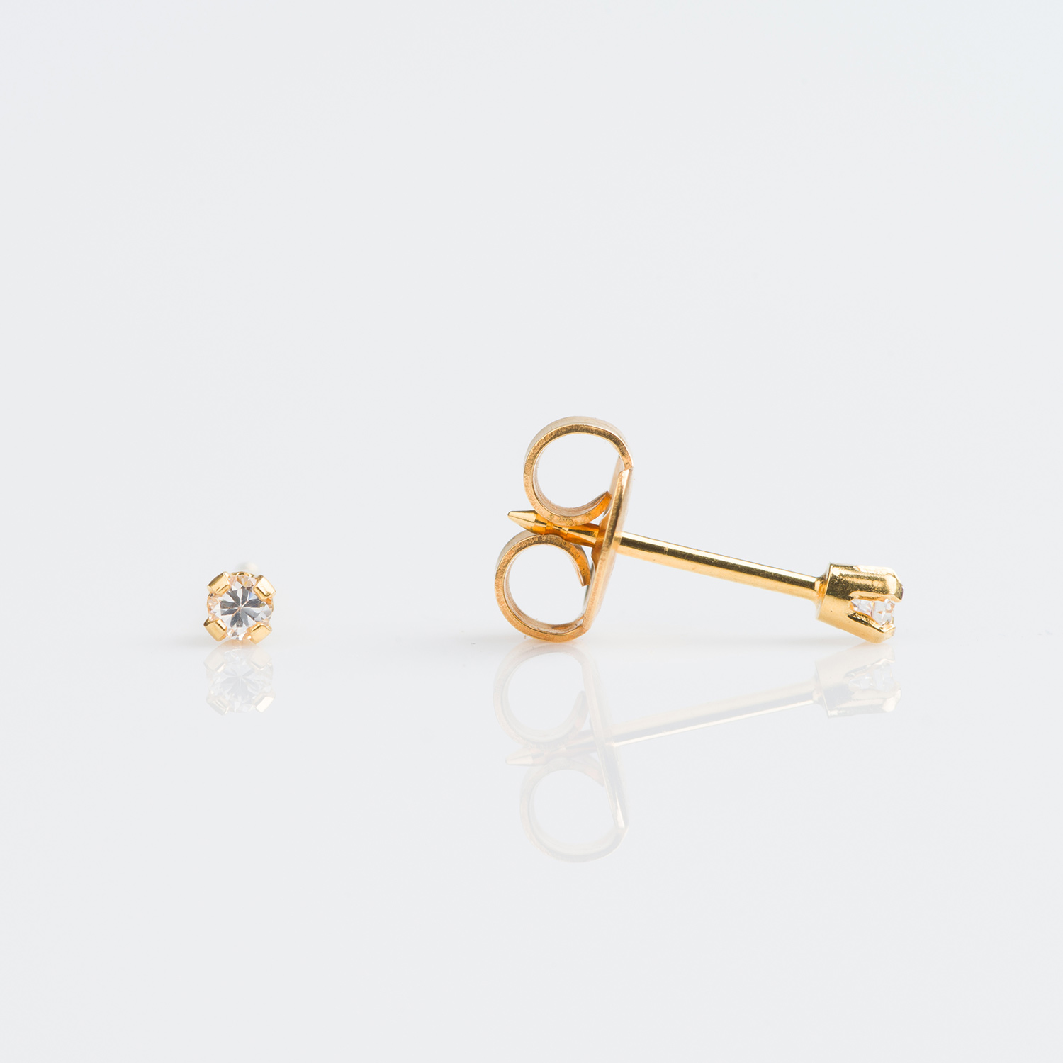 System 75™ 2mm 9K Yellow Gold Prong-Set Cubic Zirconia Piercing Studs