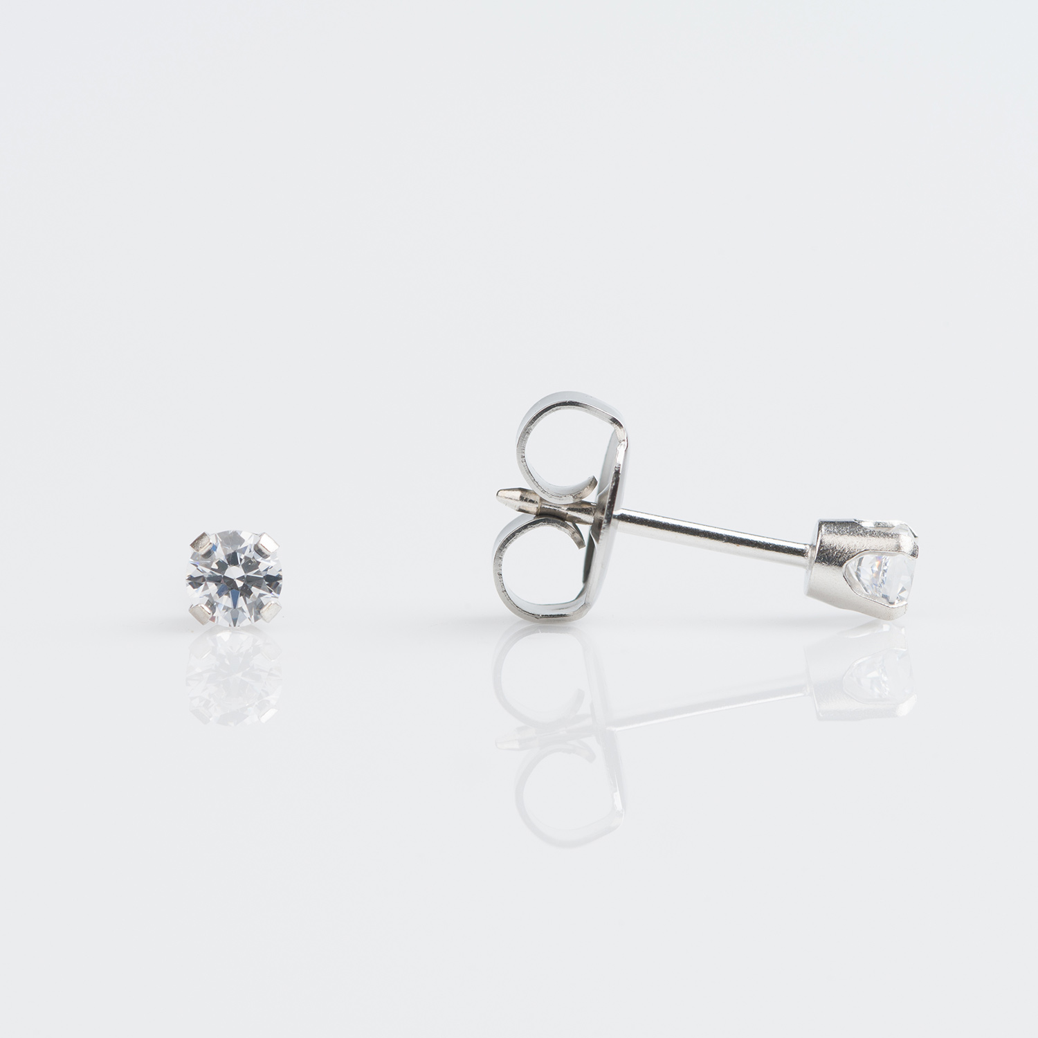 System 75™ 3mm 9K White Gold Prong-Set Cubic Zirconia Piercing Studs