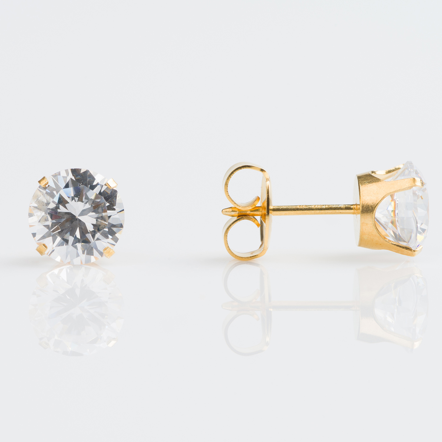 System 75™ 7mm 9K Yellow Gold Prong-Set Cubic Zirconia Piercing Studs