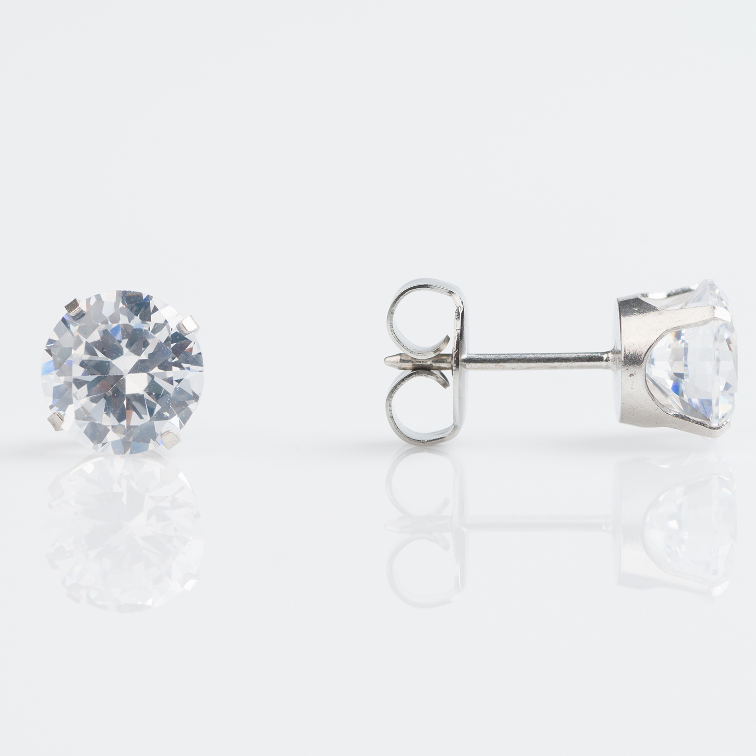 System 75™ 7mm 9K White Gold Prong-Set Cubic Zirconia Piercing Studs