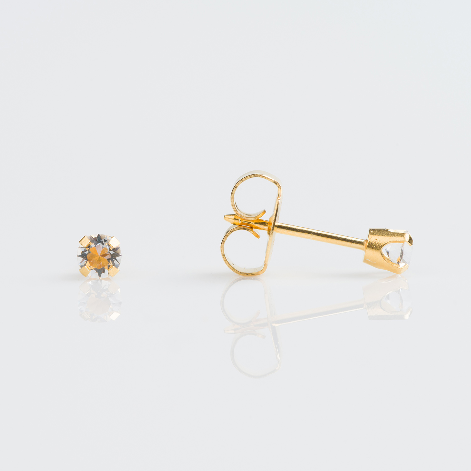 System 75™ 3mm 9K Yellow Gold Prong-Set Clear Crystal Piercing Studs