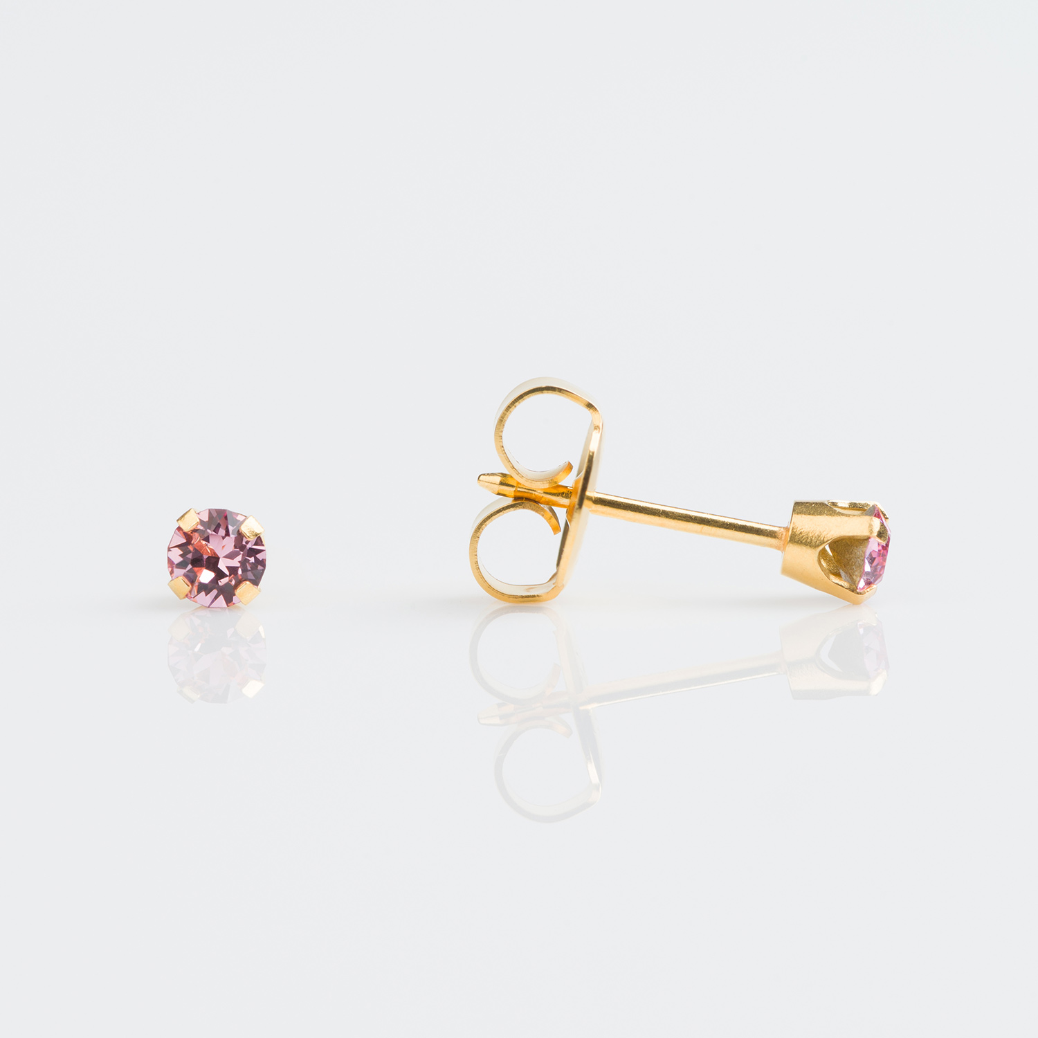 System 75™ 3mm 9K Yellow Gold Prong-Set Light Rose Piercing Studs