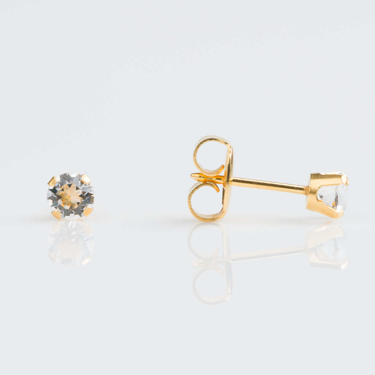 System 75™ 4mm 9K Yellow Gold Prong-Set Clear Crystal Piercing Studs