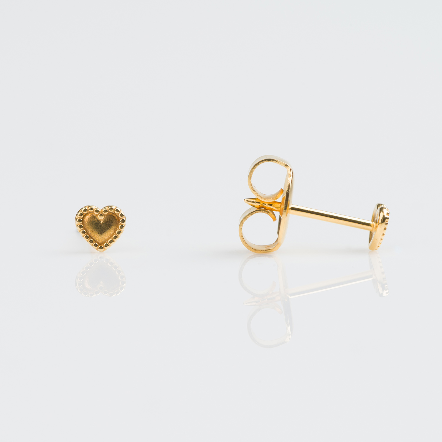 System 75™ 4mm 9K Yellow Gold Micro Mini Beaded Heart Piercing Studs
