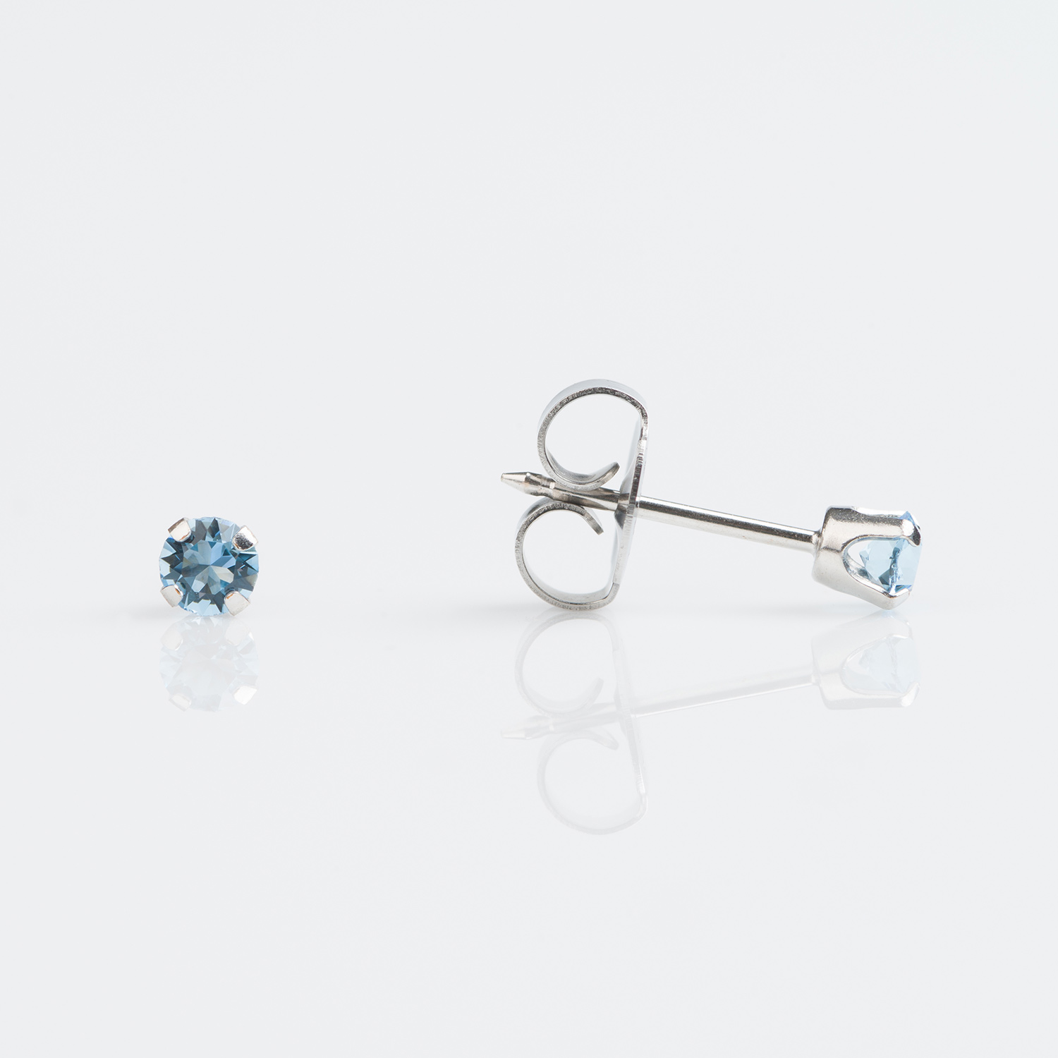 System 75™ 3mm 9K White Gold Prong-Set Aquamarine Piercing Studs