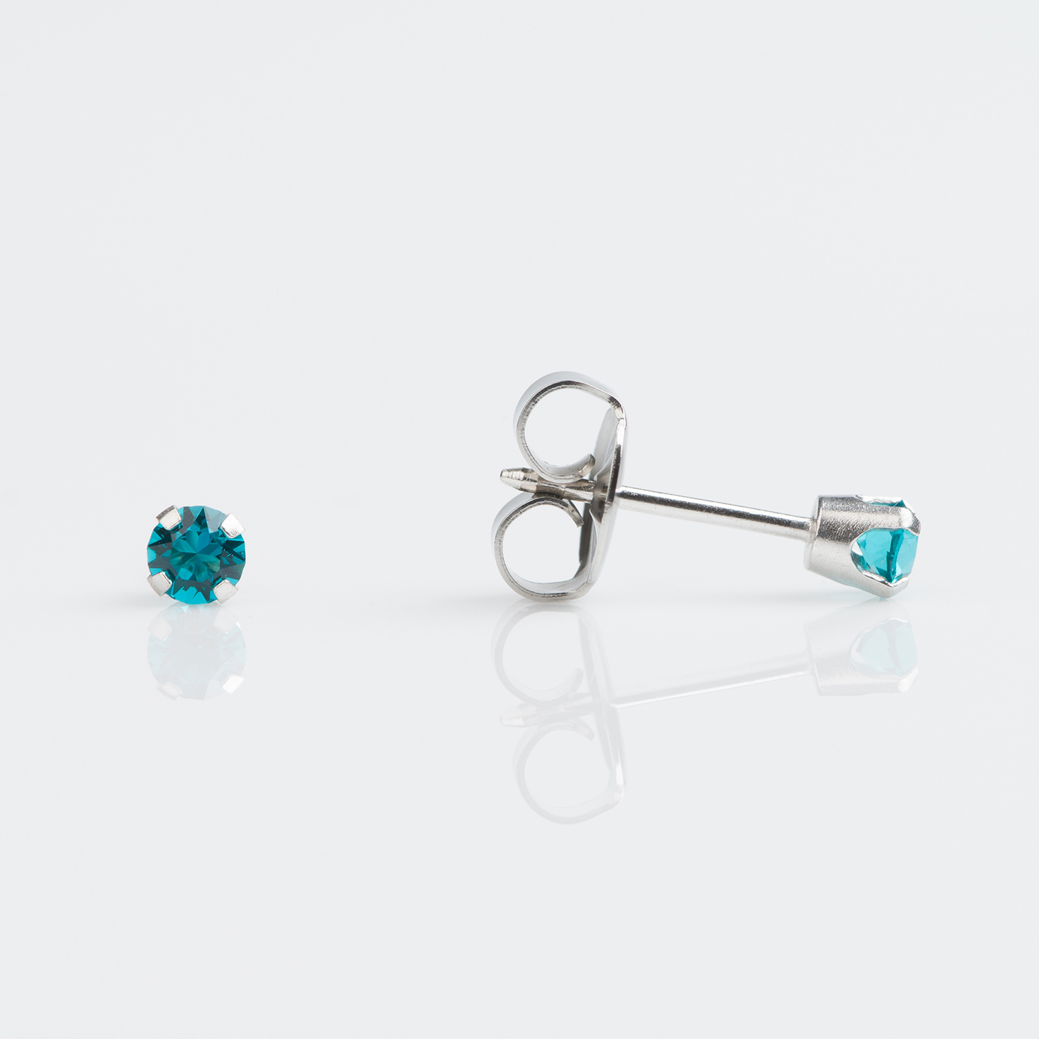 System 75™ 3mm 9K White Gold Prong-Set Blue Zircon Piercing Studs