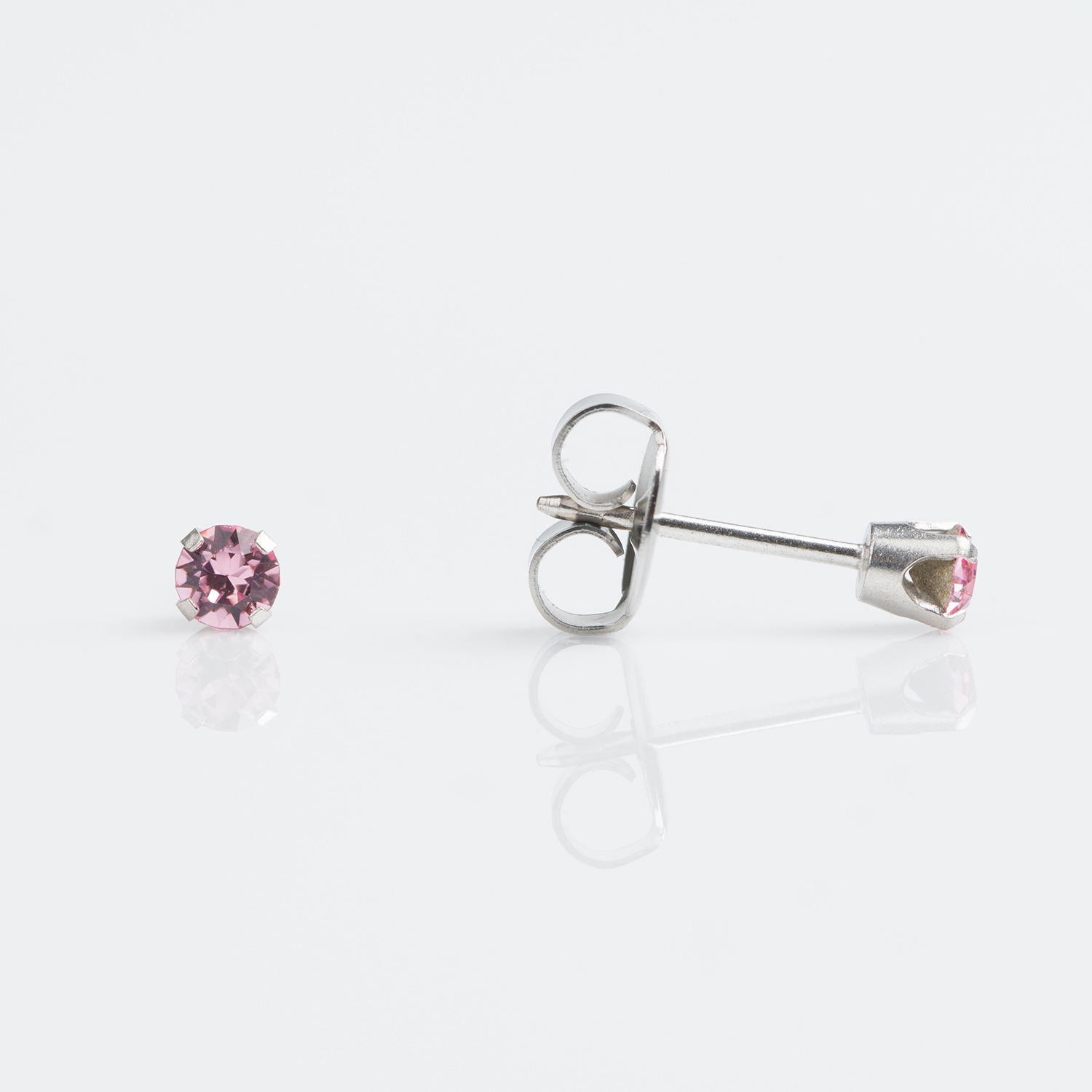System 75™ 3mm 9K White Gold Prong-Set Light Rose Piercing Studs
