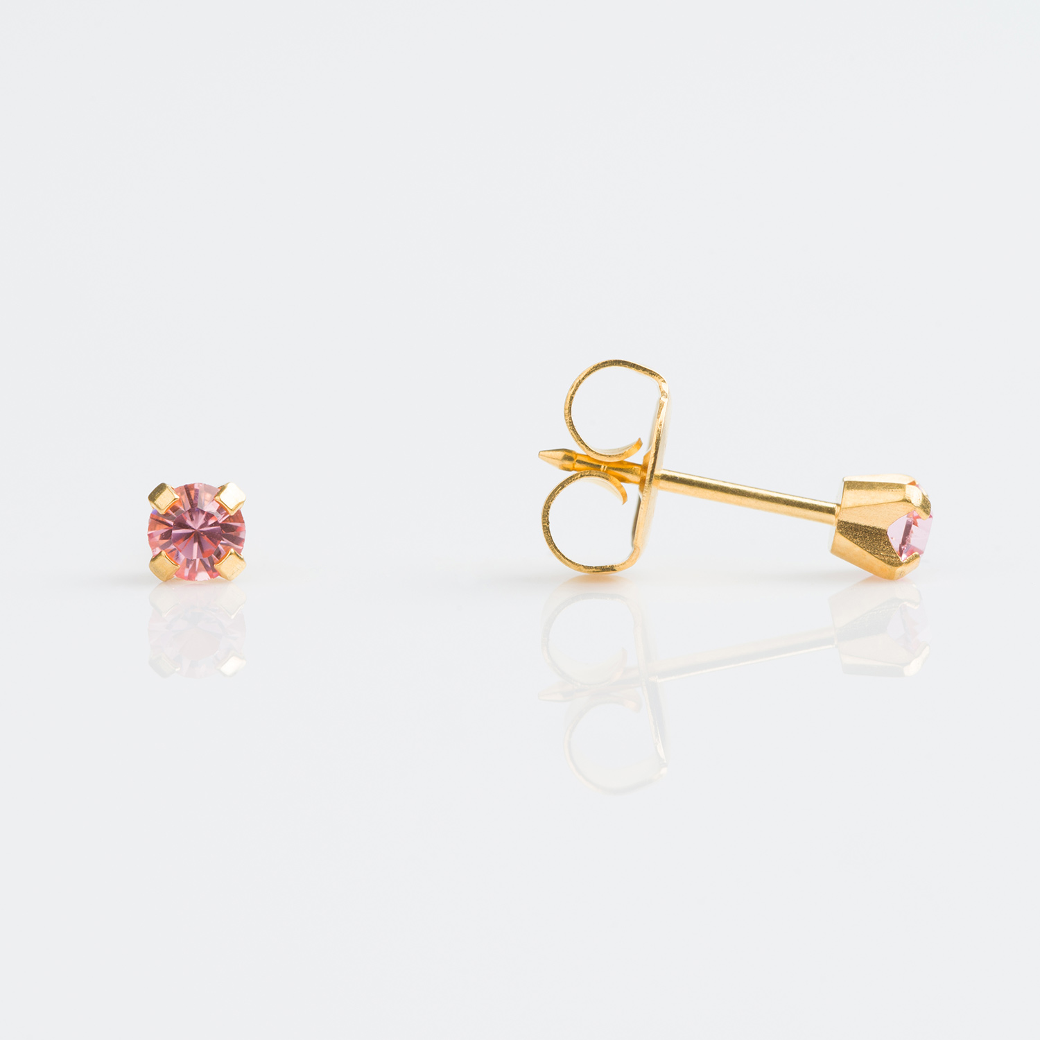 System 75™ 3mm Gold-Plated Prong-Set Light Rose Piercing Studs