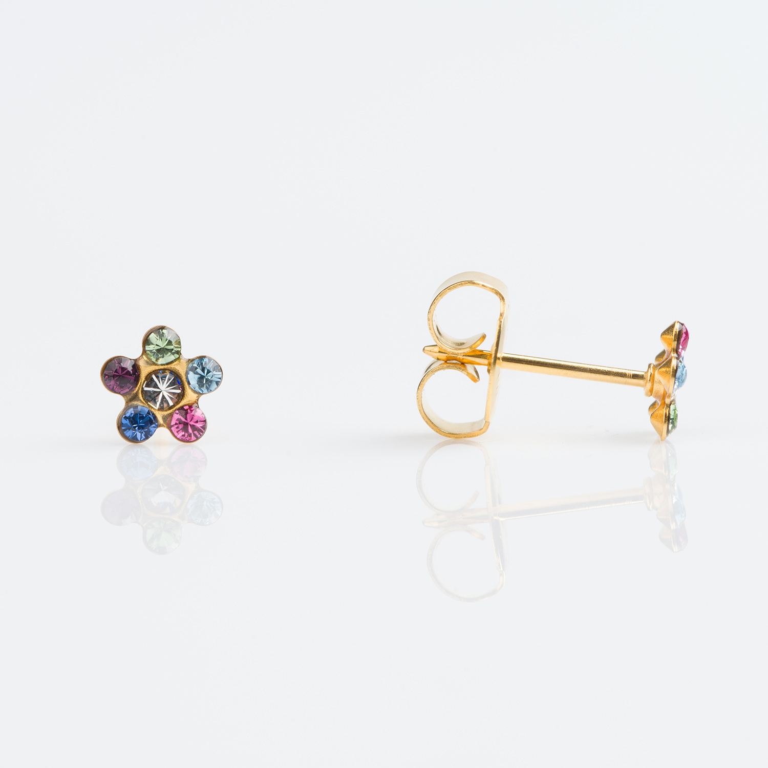 System 75™ 5mm Gold-Plated Rainbow Crystal Daisy Piercing Studs