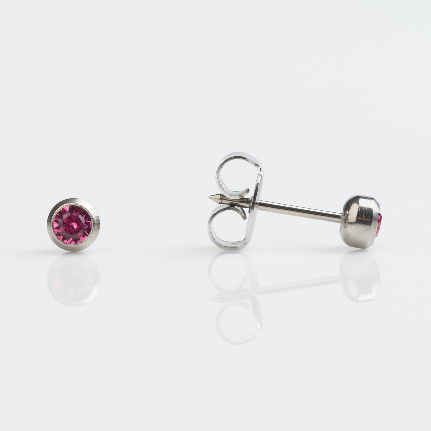 System 75™ 4mm Polished Titanium Bezel-Set Rose Crystal Piercing Studs