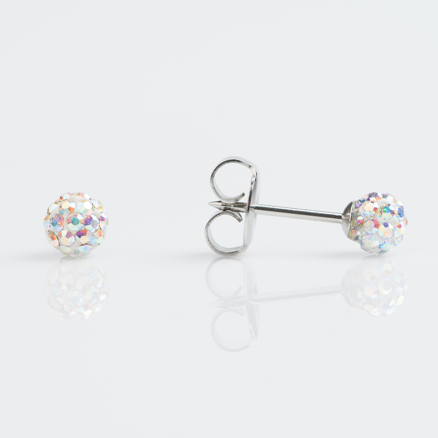 System 75™ 4.5mm 18K White Gold Aurora Borealis Fireball Piercing Studs