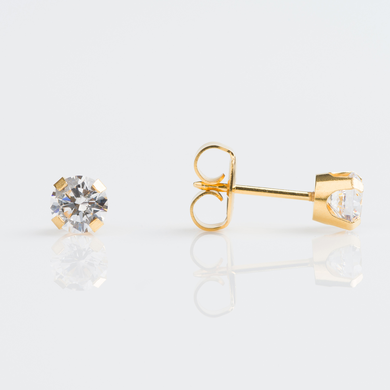 System 75™ 5mm 18K Yellow Gold Prong-Set Cubic Zirconia Piercing Studs