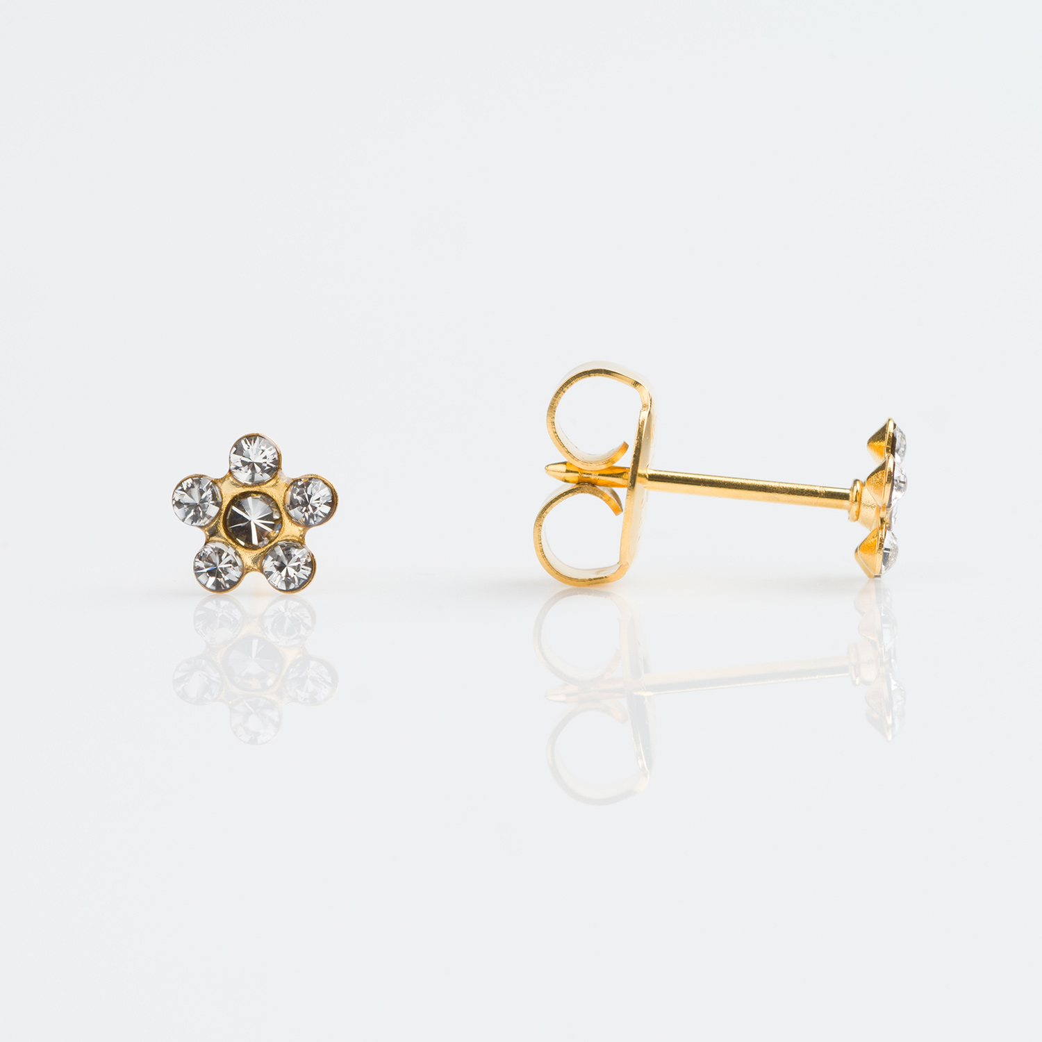 System 75™ 5mm 18K Yellow Gold Clear Crystal Daisy Piercing Studs