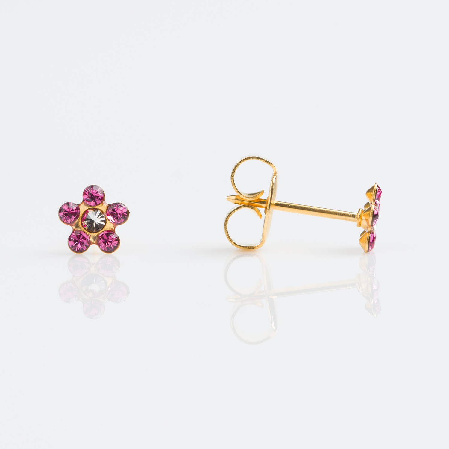 System 75™ 5mm 18K Yellow Gold Rose & Clear Crystal Daisy Piercing Studs