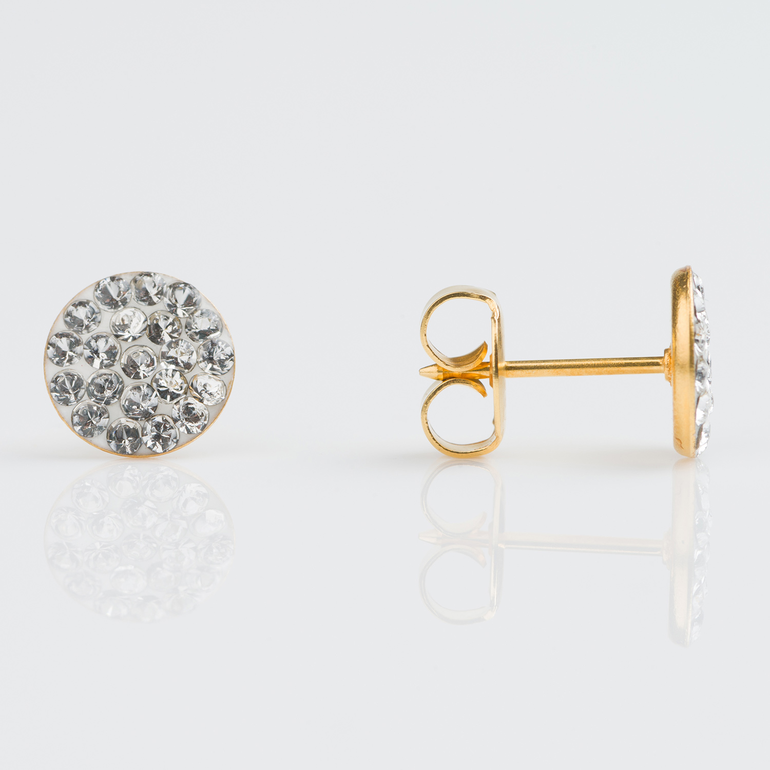 System 75™ 8mm Gold-Plated Clear Crystal Fire-Disc Piercing Studs