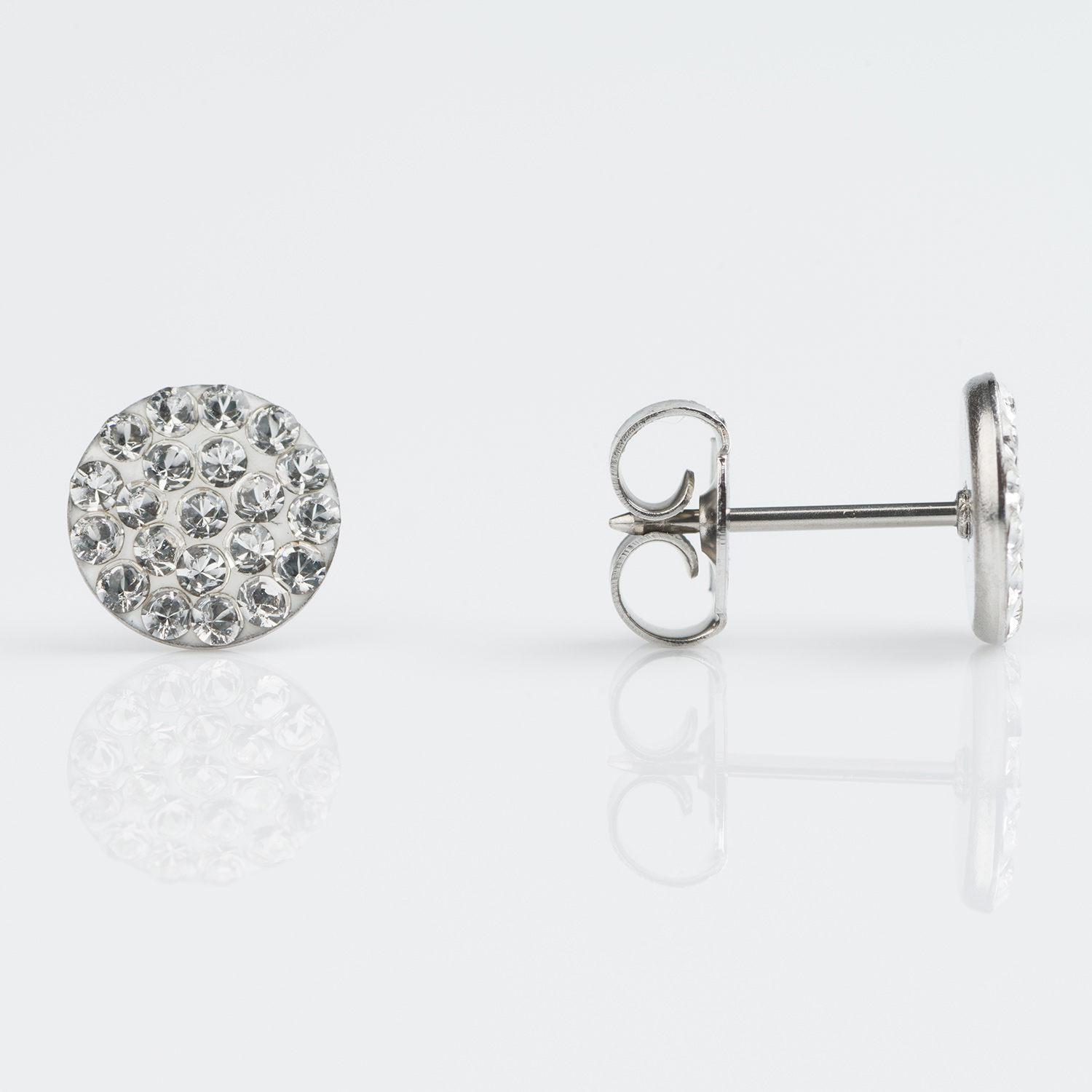 System 75™ 8mm Stainless Steel Clear Crystal Fire-Disc Piercing Studs