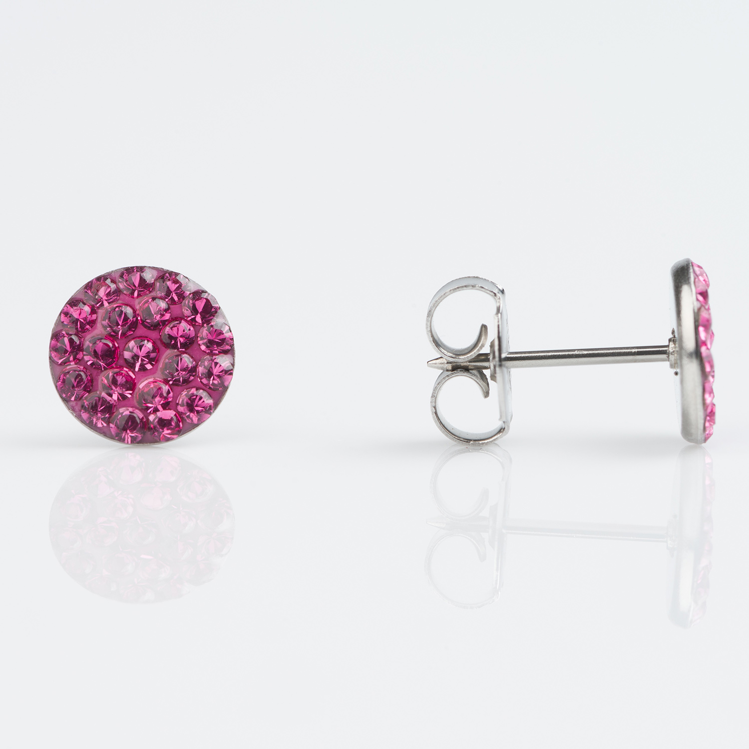 System 75™ 8mm Stainless Steel Rose Crystal Fire-Disc Piercing Studs