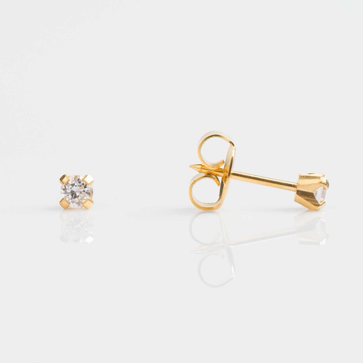 System 75™ 3mm Gold-Plated Prong-Set Cubic Zirconia Piercing Studs
