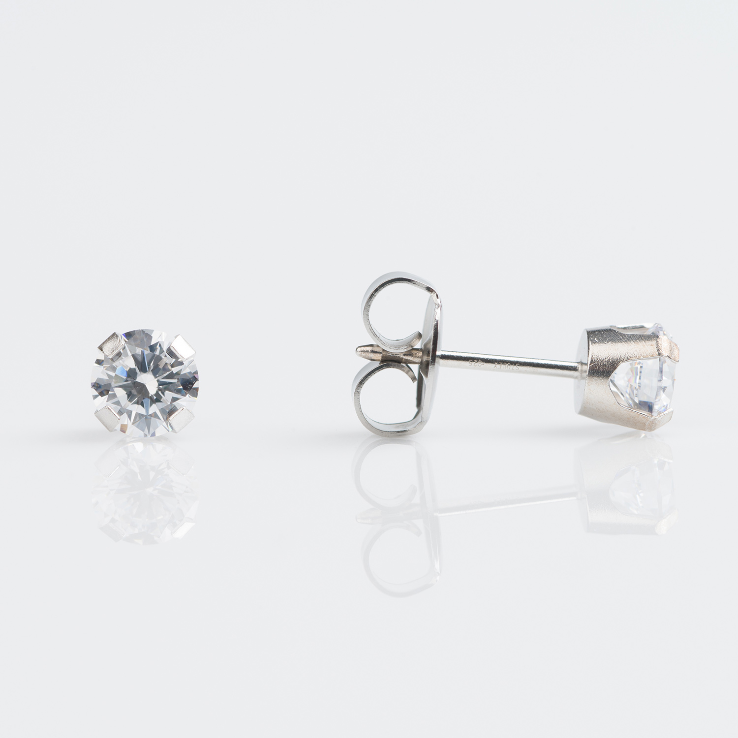 System 75™ 5mm Stainless Steel Prong-Set Clear Crystal Piercing Studs