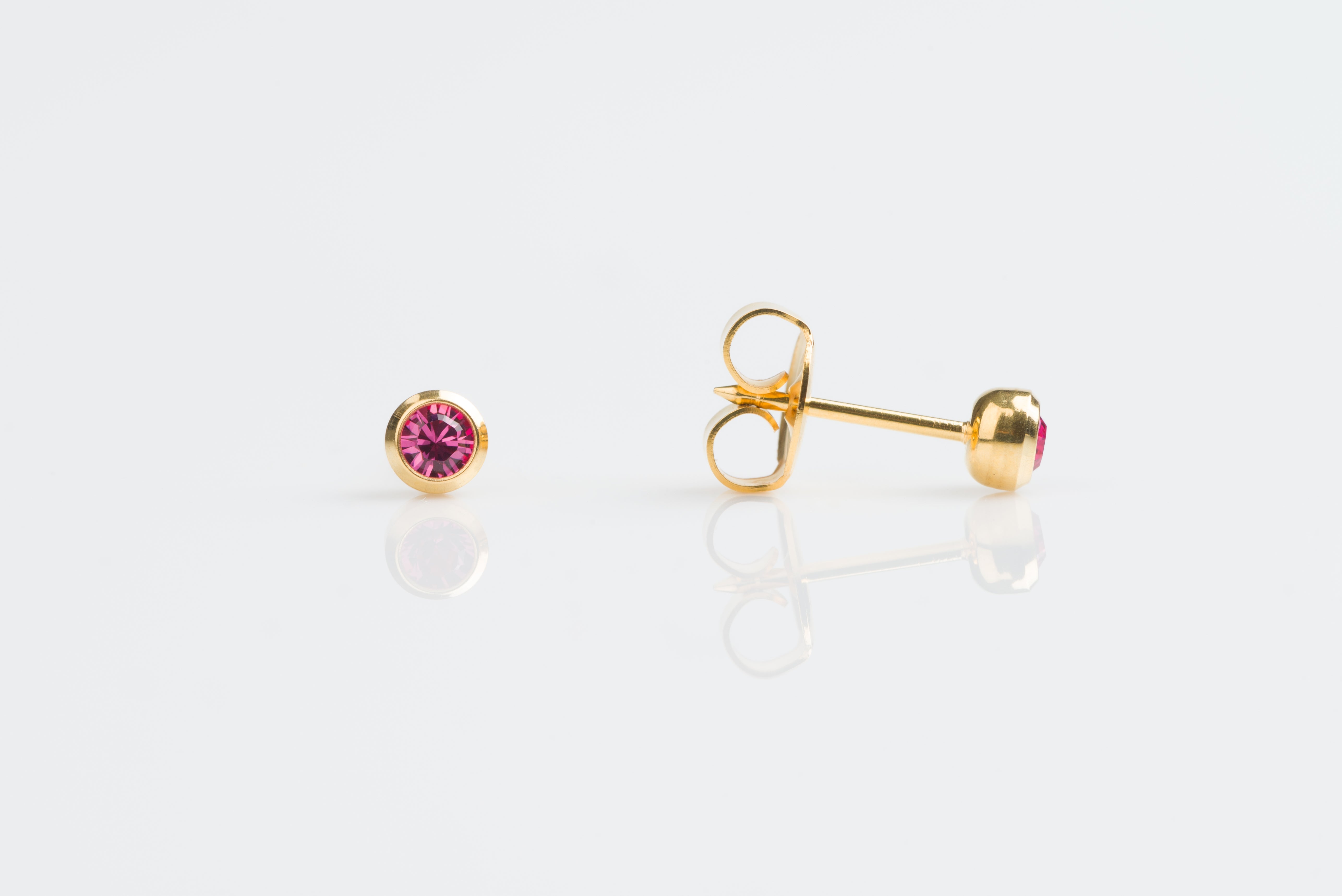 System 75™ 3mm Gold-Plated Bezel-Set Rose Crystal Piercing Studs