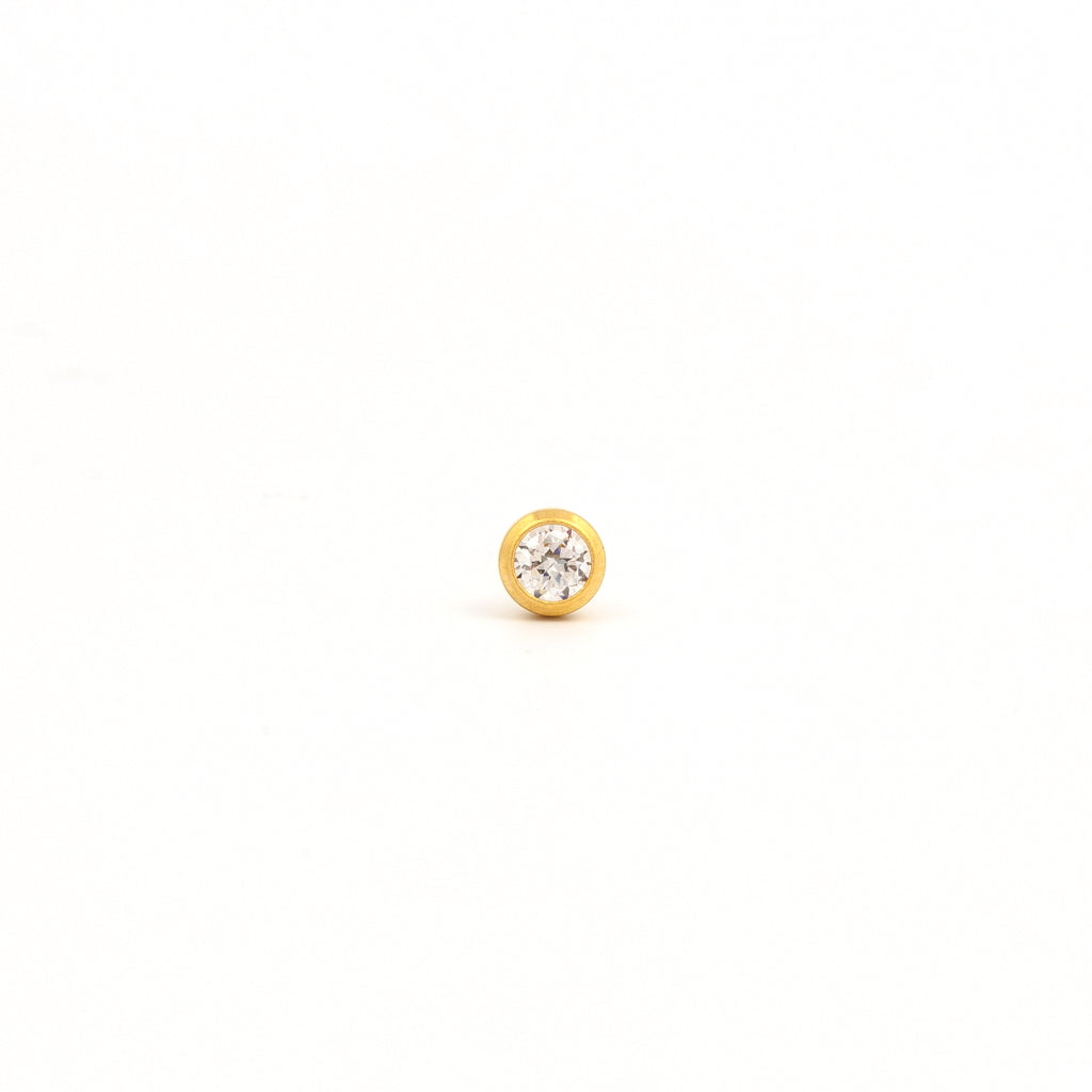 System 75™ 3mm Gold-Plated Bezel-Set Clear Cubic Zirconia Piercing Studs
