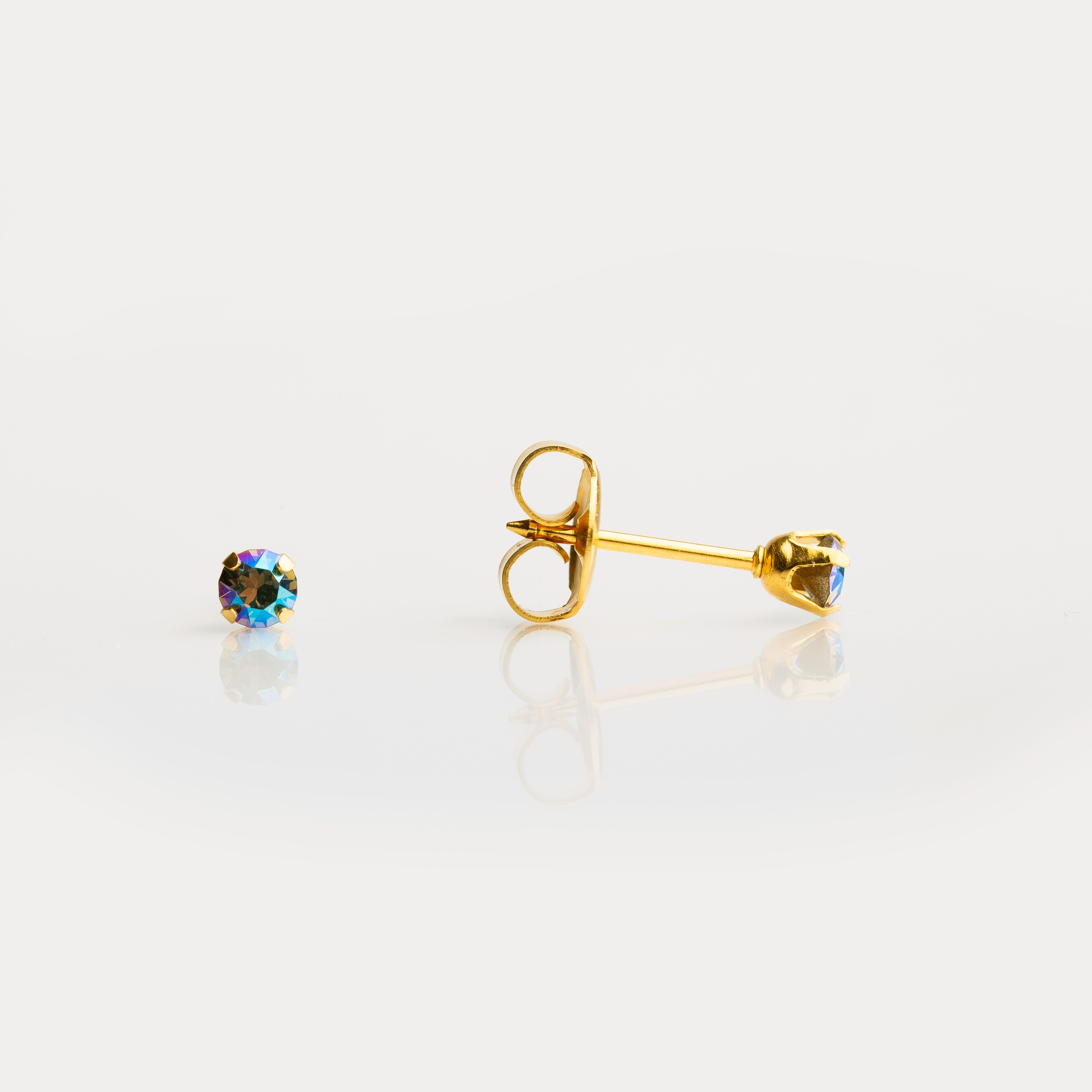 System 75™ 3mm Gold-Plated Black Diamond Shimmer Crystal Piercing Studs