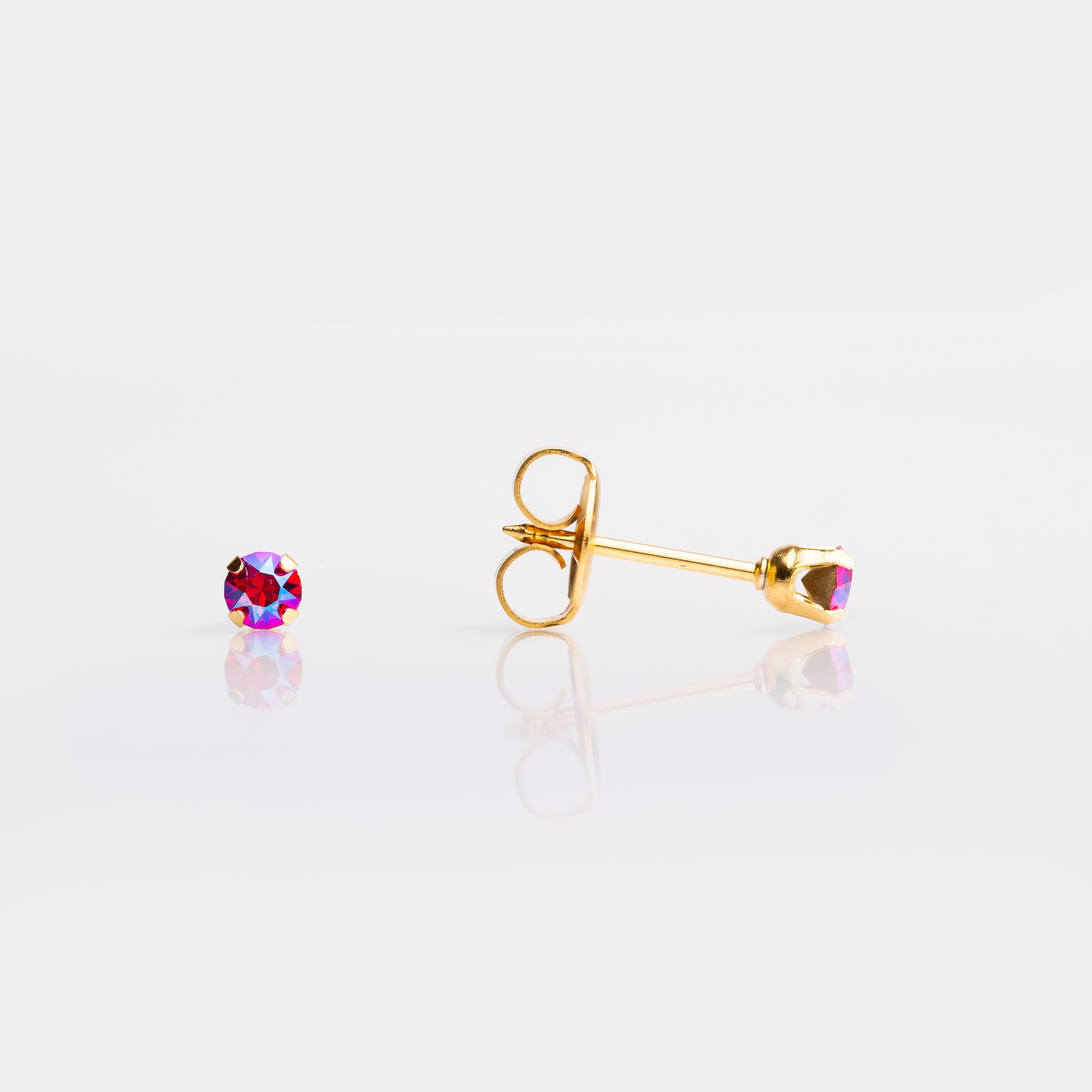 System 75™ 3mm Gold-Plated Light Siam Crystal Shimmer Crystal Piercing Studs