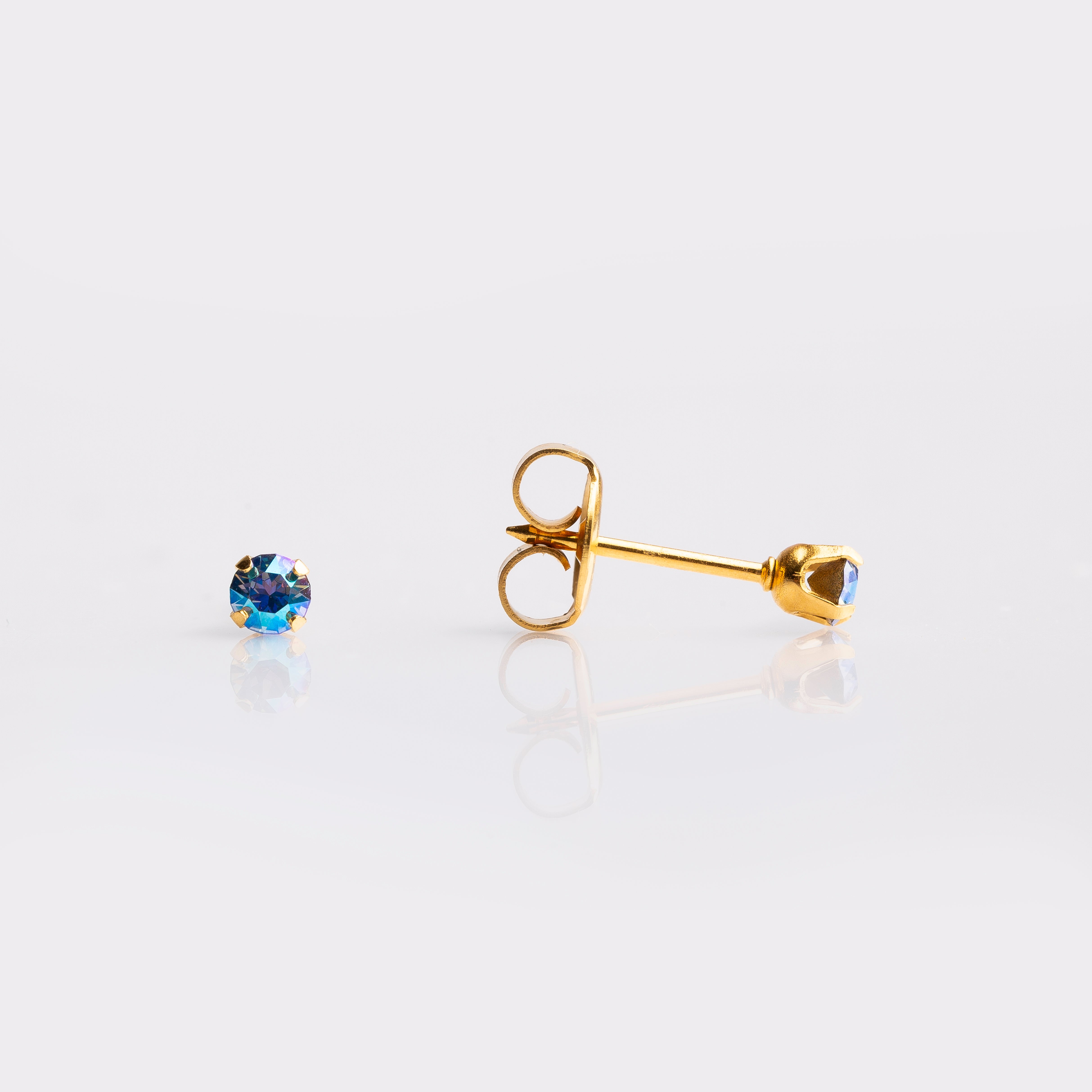 System 75™ 3mm Gold-Plated Topaz Shimmer Crystal Piercing Studs