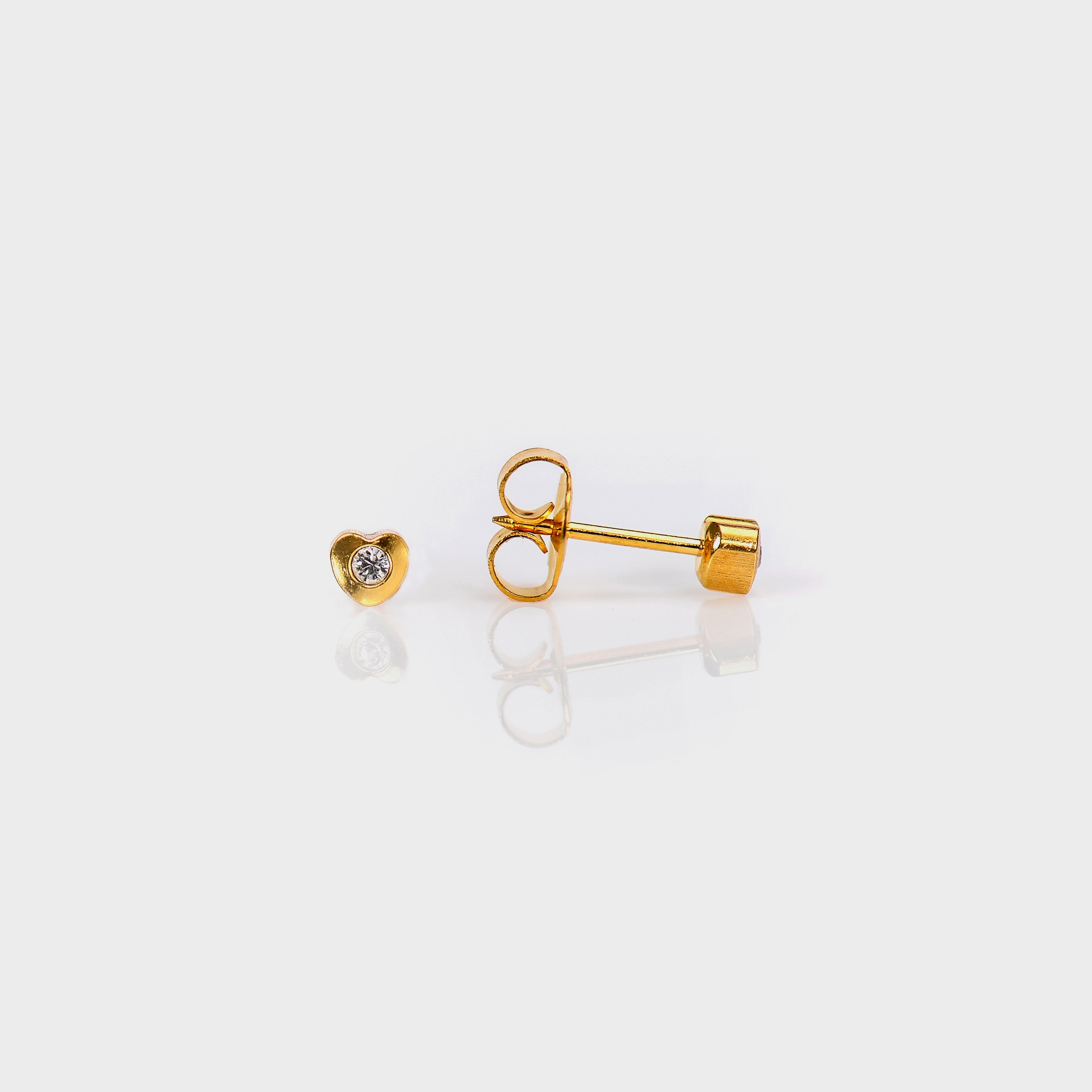 System 75™ 4mm Gold-Plated Crystal Heart Piercing Studs