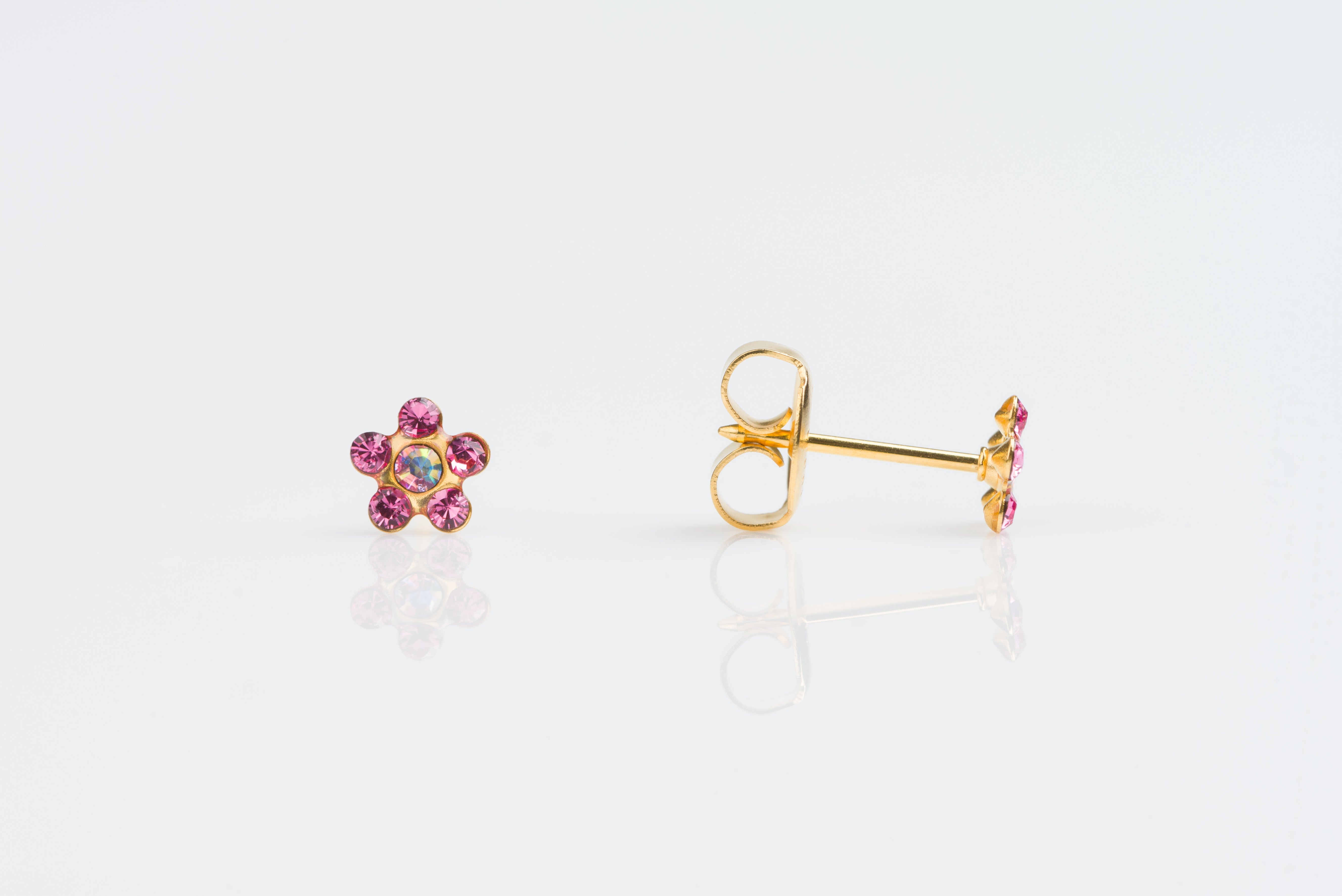 System 75™ 5mm Gold-Plated Aurora Borealis & Rose Daisy Piercing Studs