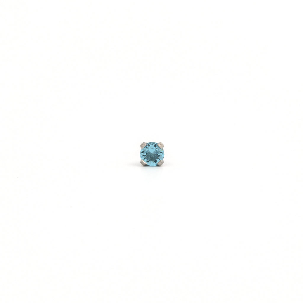 System 75™ 3mm Stainless Steel Prong-Set Aquamarine Piercing Studs