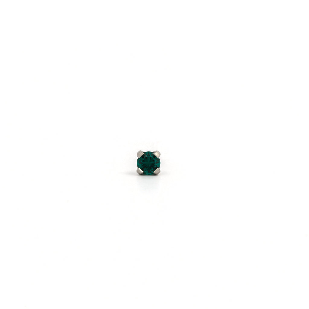 System 75™ 3mm Stainless Steel Prong-Set Emerald Piercing Studs