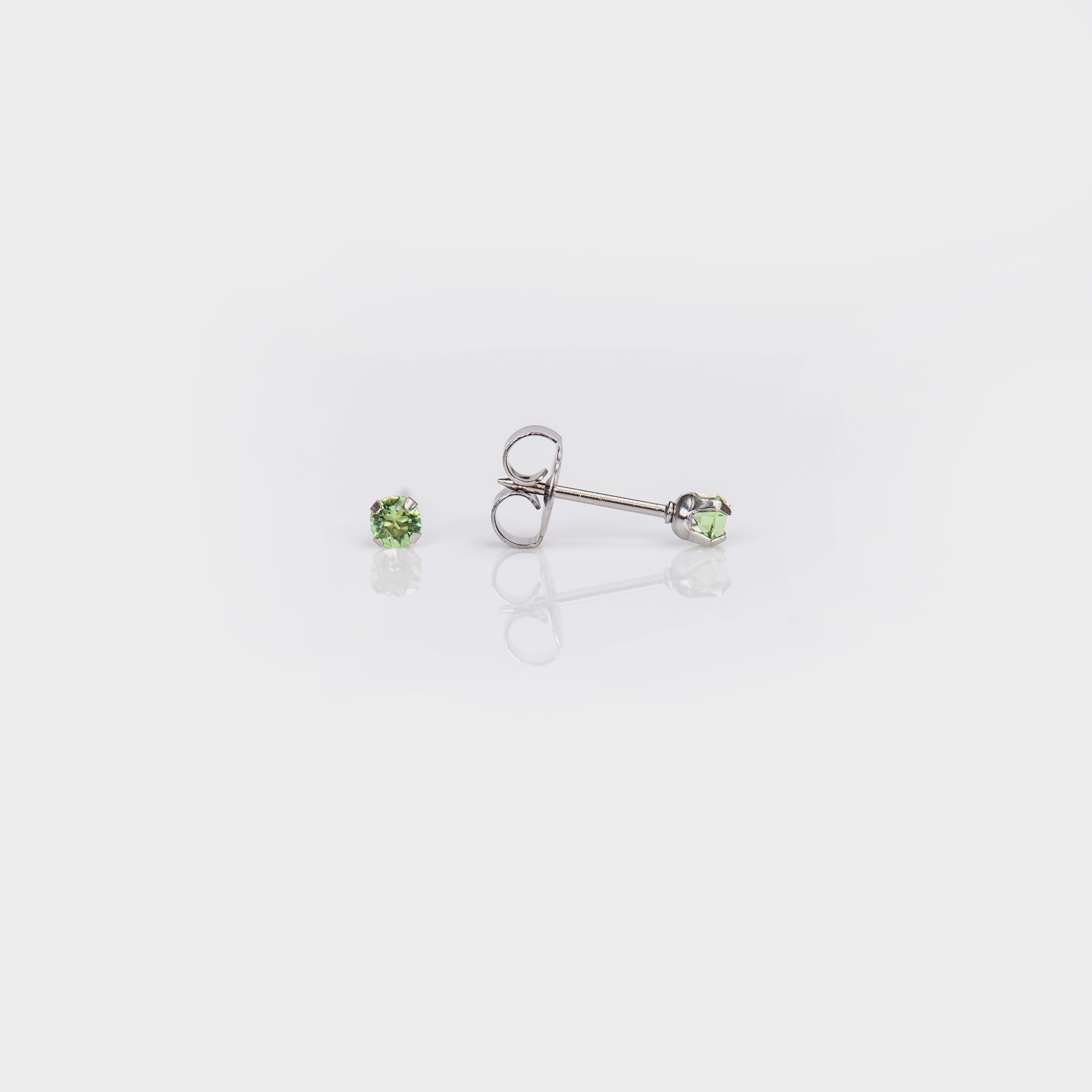 System 75™ 3mm Stainless Steel Prong-Set Peridot Piercing Studs