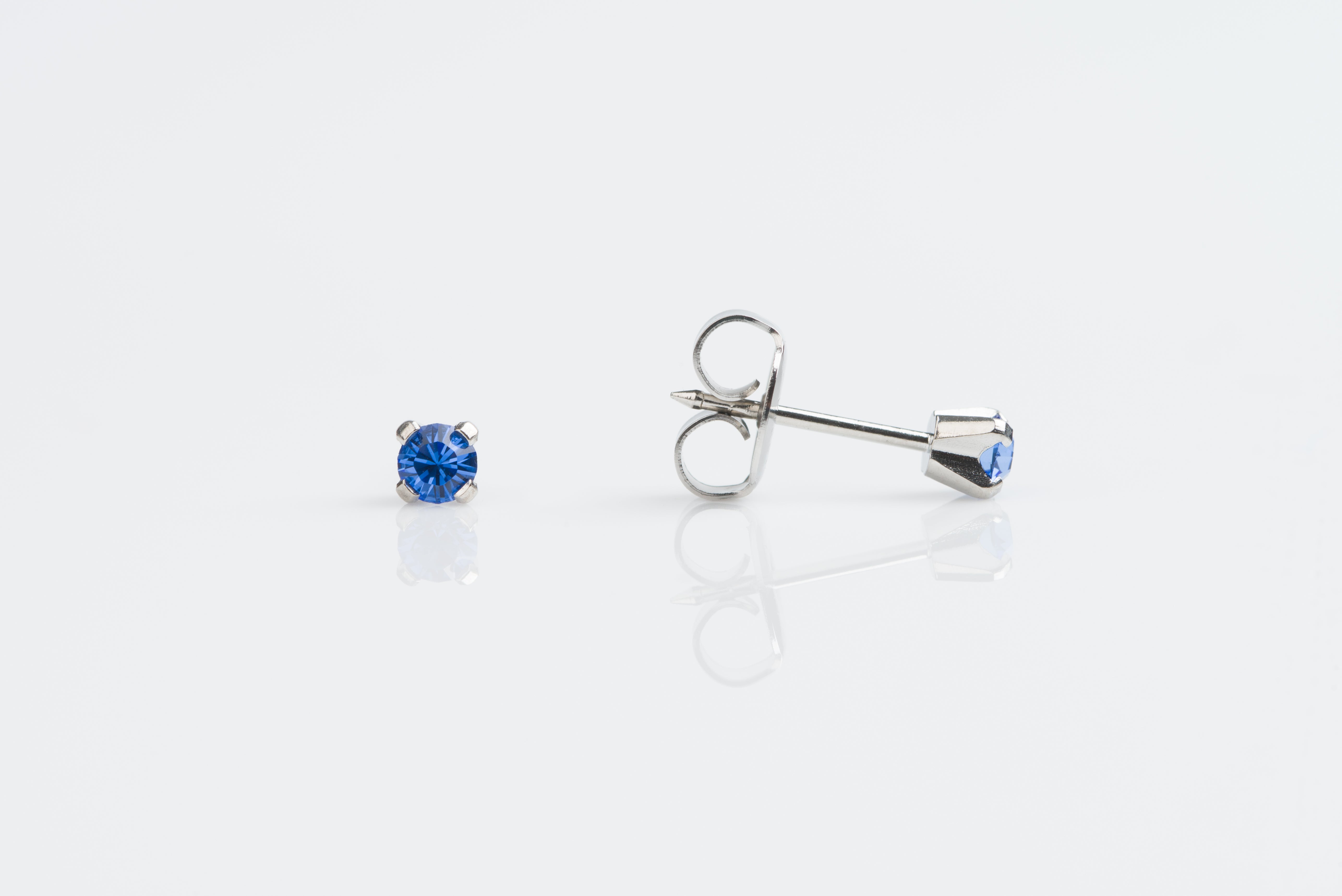 System 75™ 3mm Stainless Steel Prong-Set Sapphire Piercing Studs