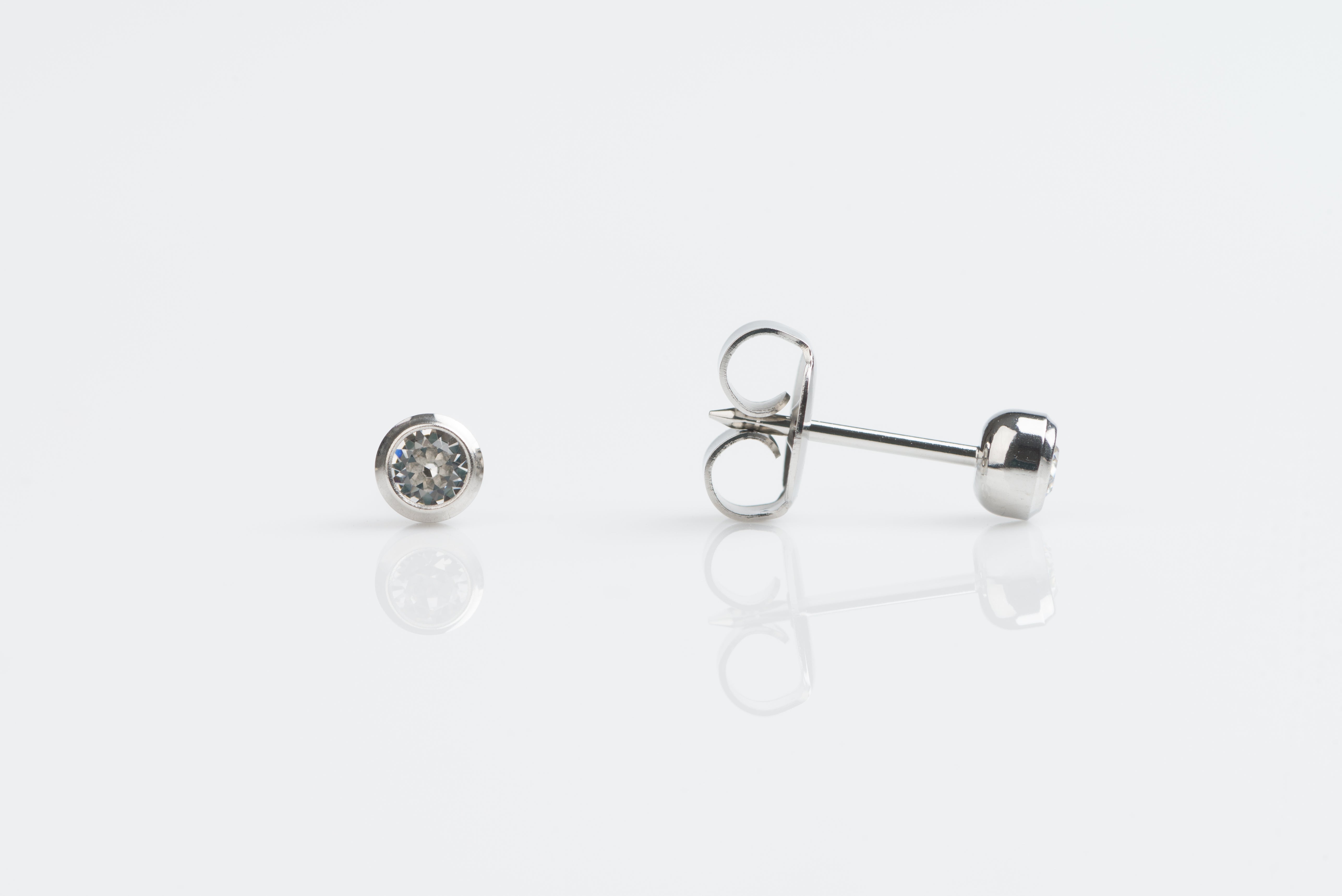 System 75™ 3mm Stainless Steel Bezel-Set Clear Crystal Studs