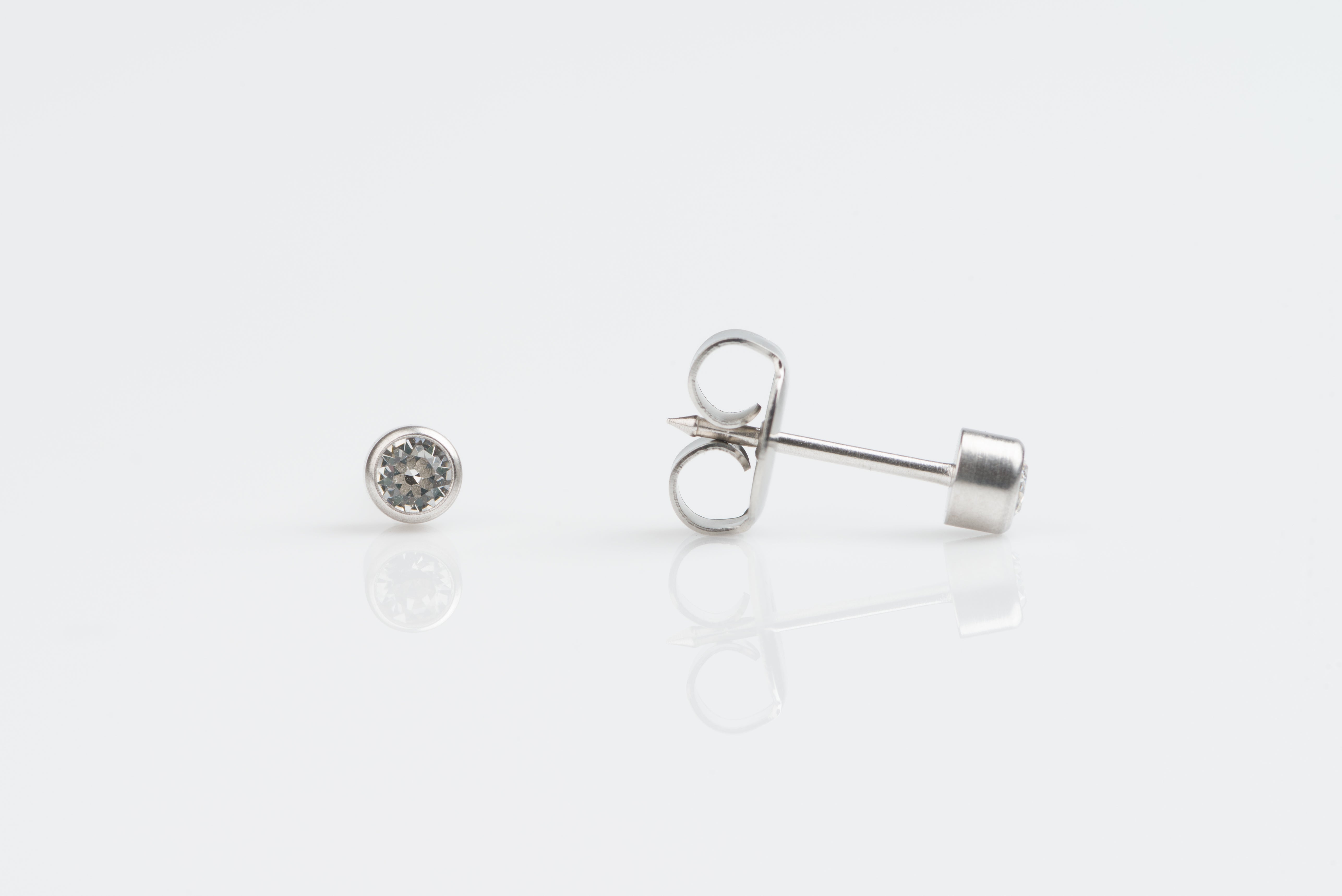 System 75™ 3mm Stainless Steel Bezel-Set Clear Cubic Zirconia Piercing Studs