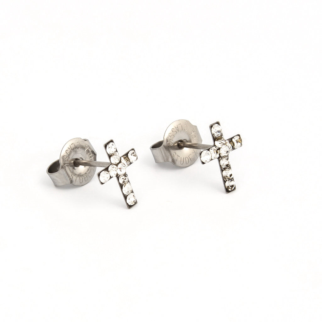 System 75™ 4mm Stainless Steel Crystal Cross Piercing Studs