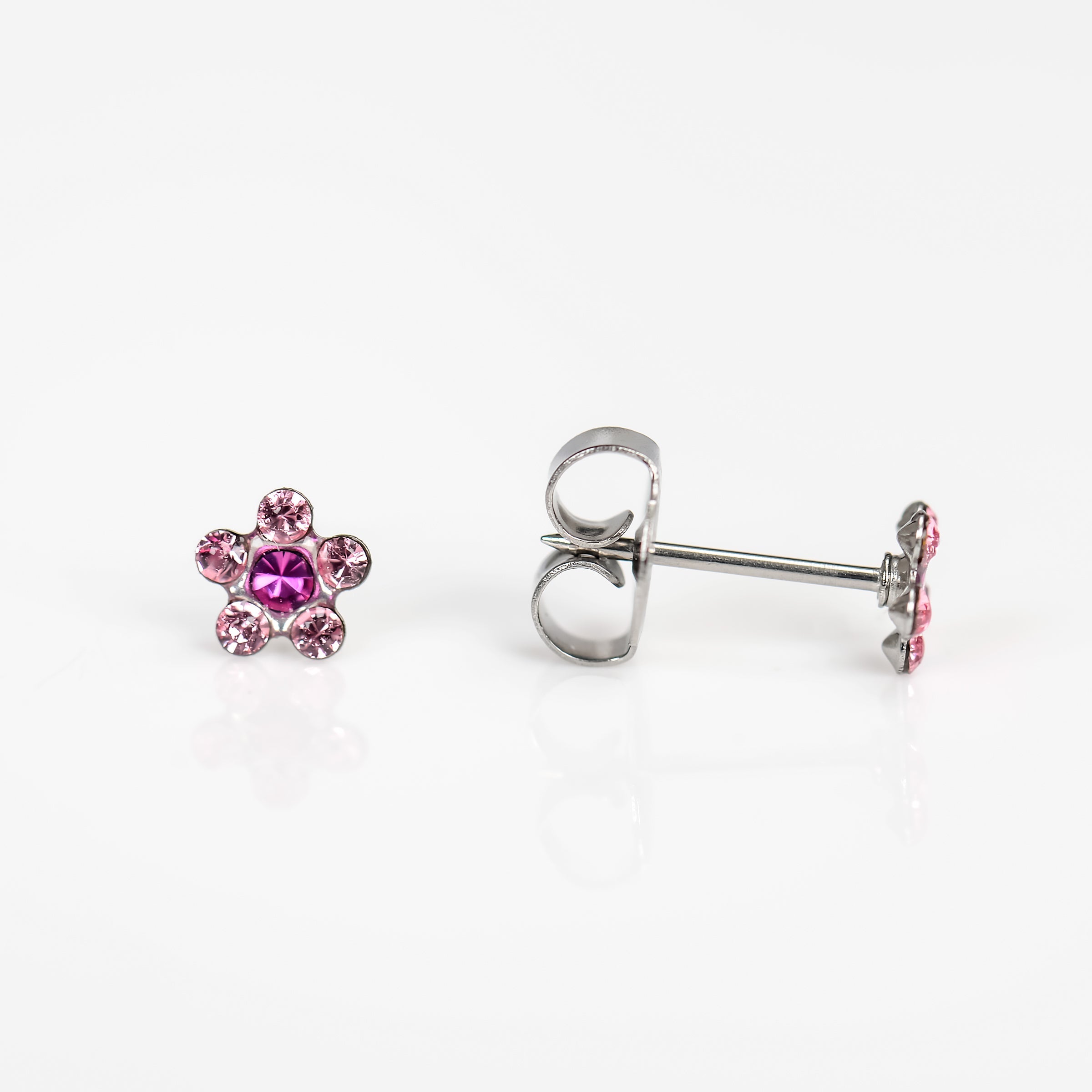 System 75™ 5mm Stainless Steel Light Rose & Fuschia Daisy Piercing Studs