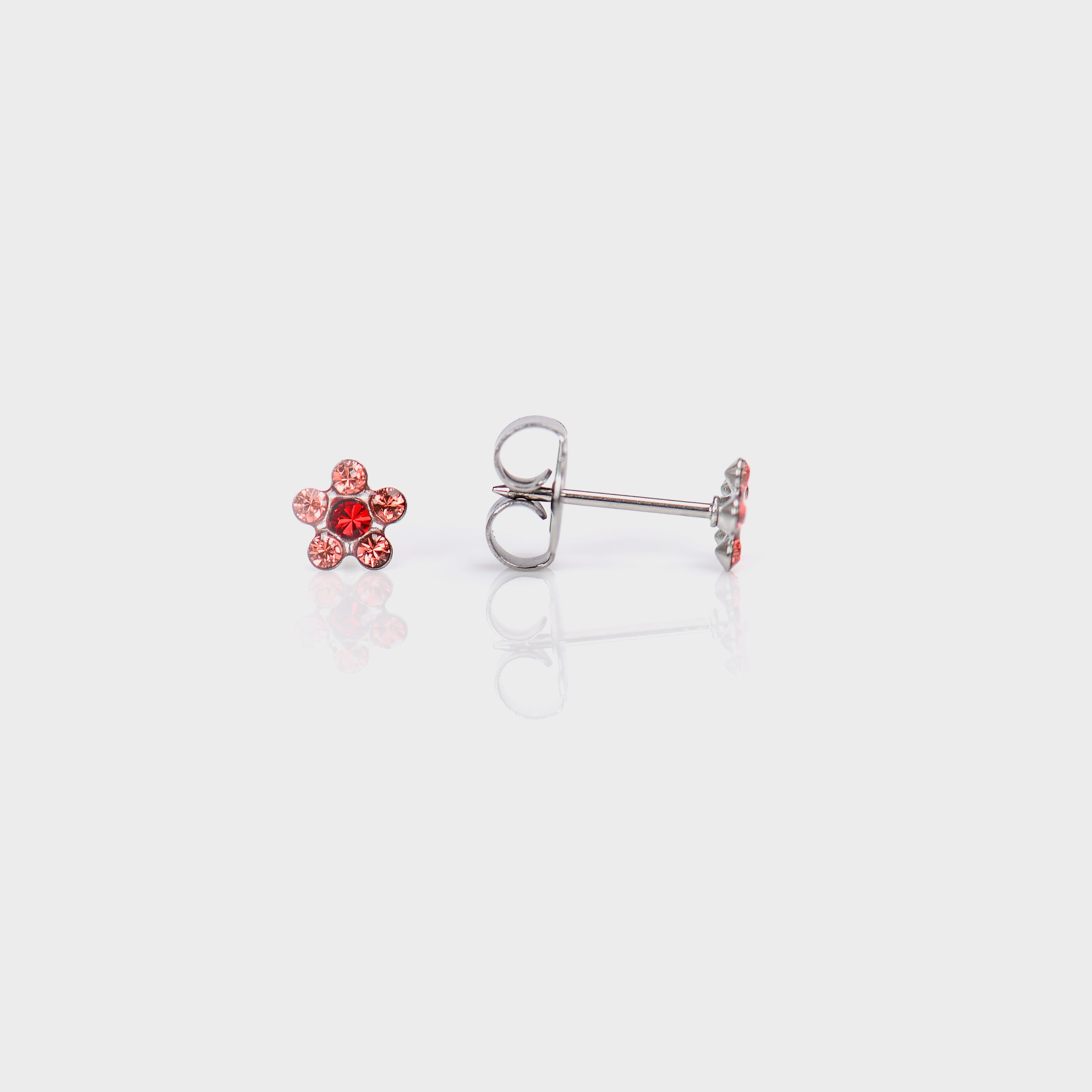 System 75™ 5mm Stainless Steel Padpardscha & Ruby Daisy Piercing Studs