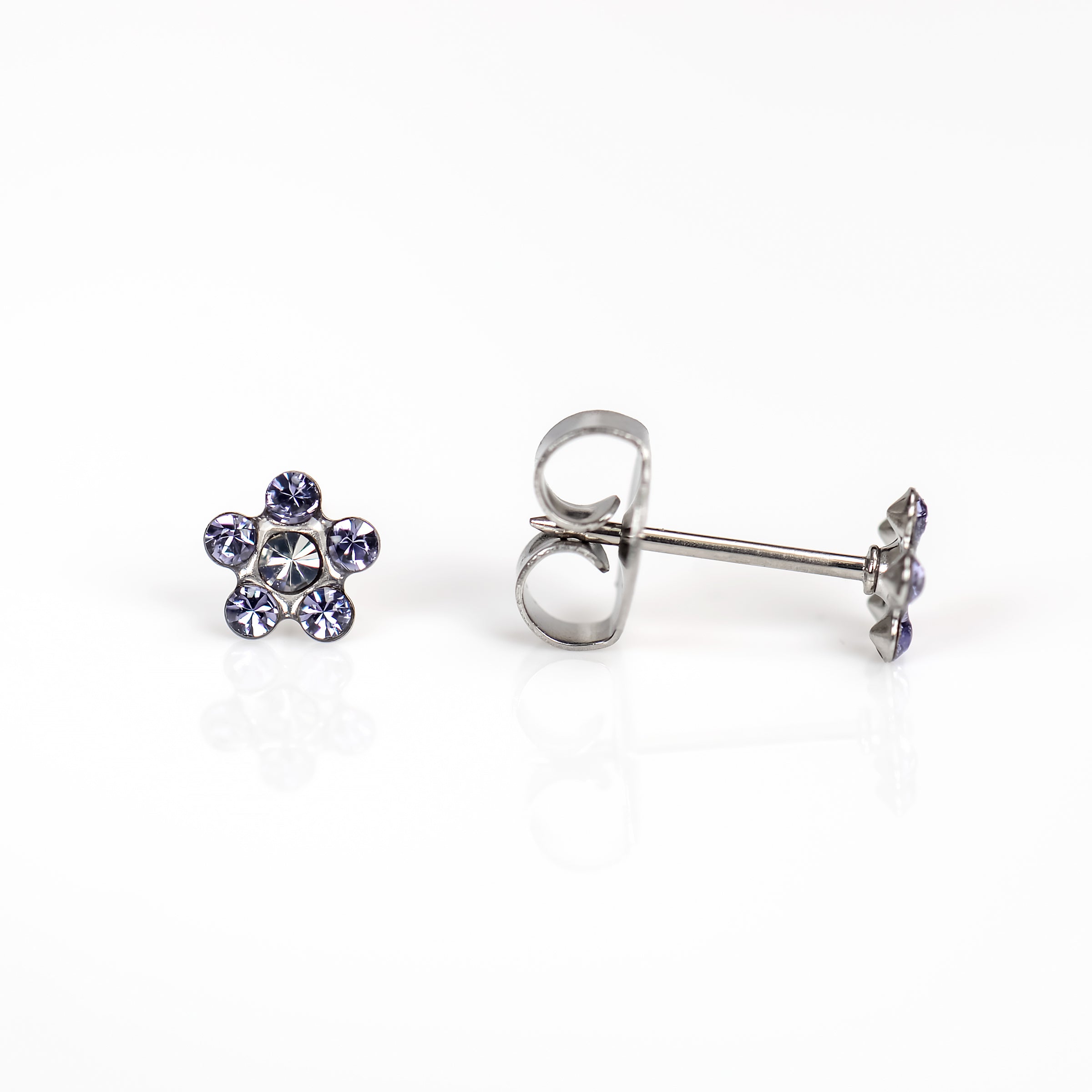 System 75™ 5mm Stainless Steel Crystal & Tanzanite Daisy Piercing Studs