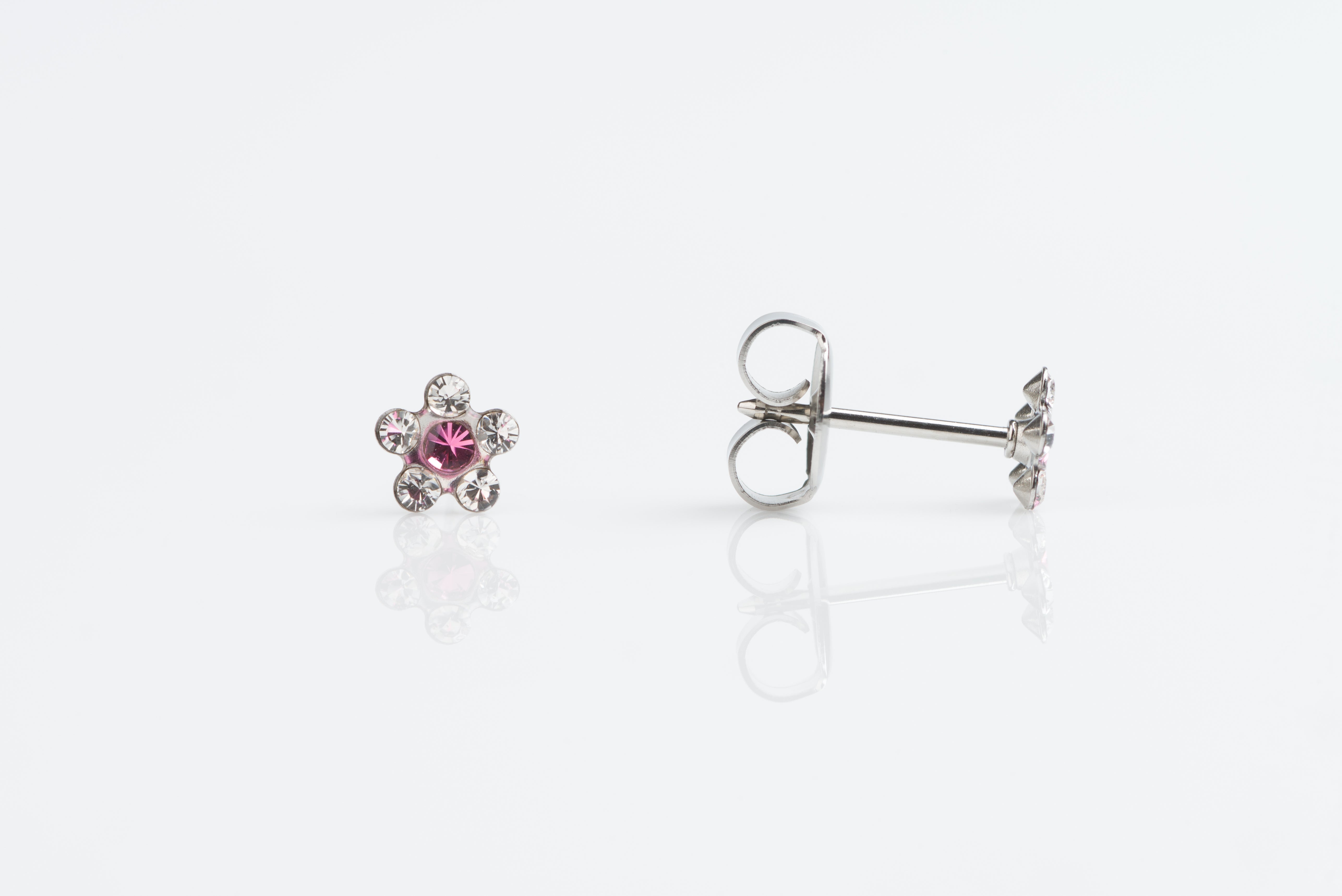 System 75™ 5mm Stainless Steel Crystal & Rose Daisy Piercing Studs