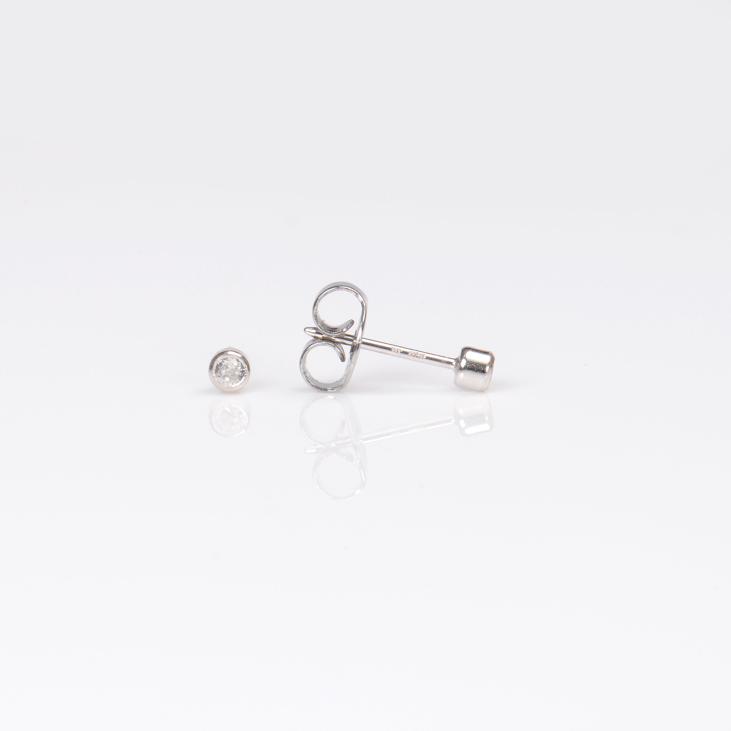System 75™ 2mm 14K White Gold Bezel-Set Clear Crystal Studs