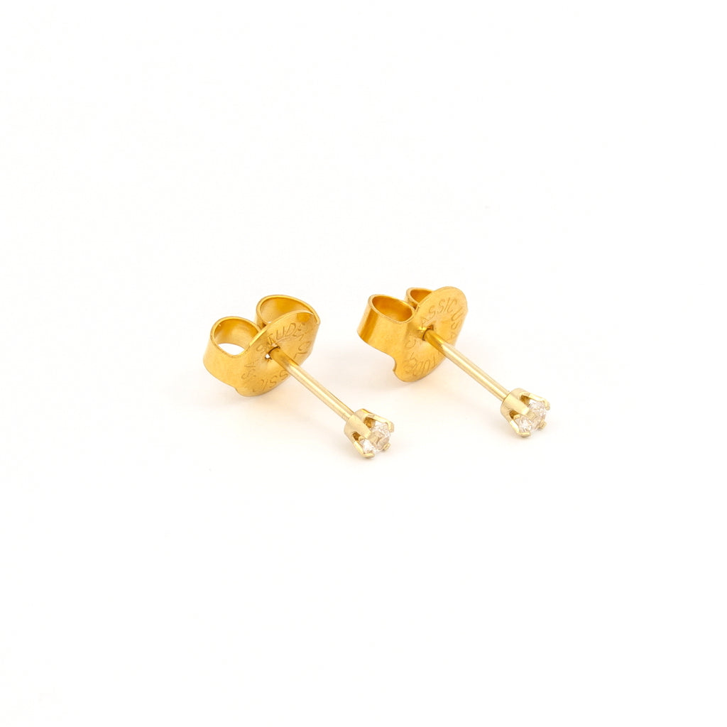 System 75™ 2mm 14K Yellow Gold Prong-Set Cubic Zirconia Piercing Studs