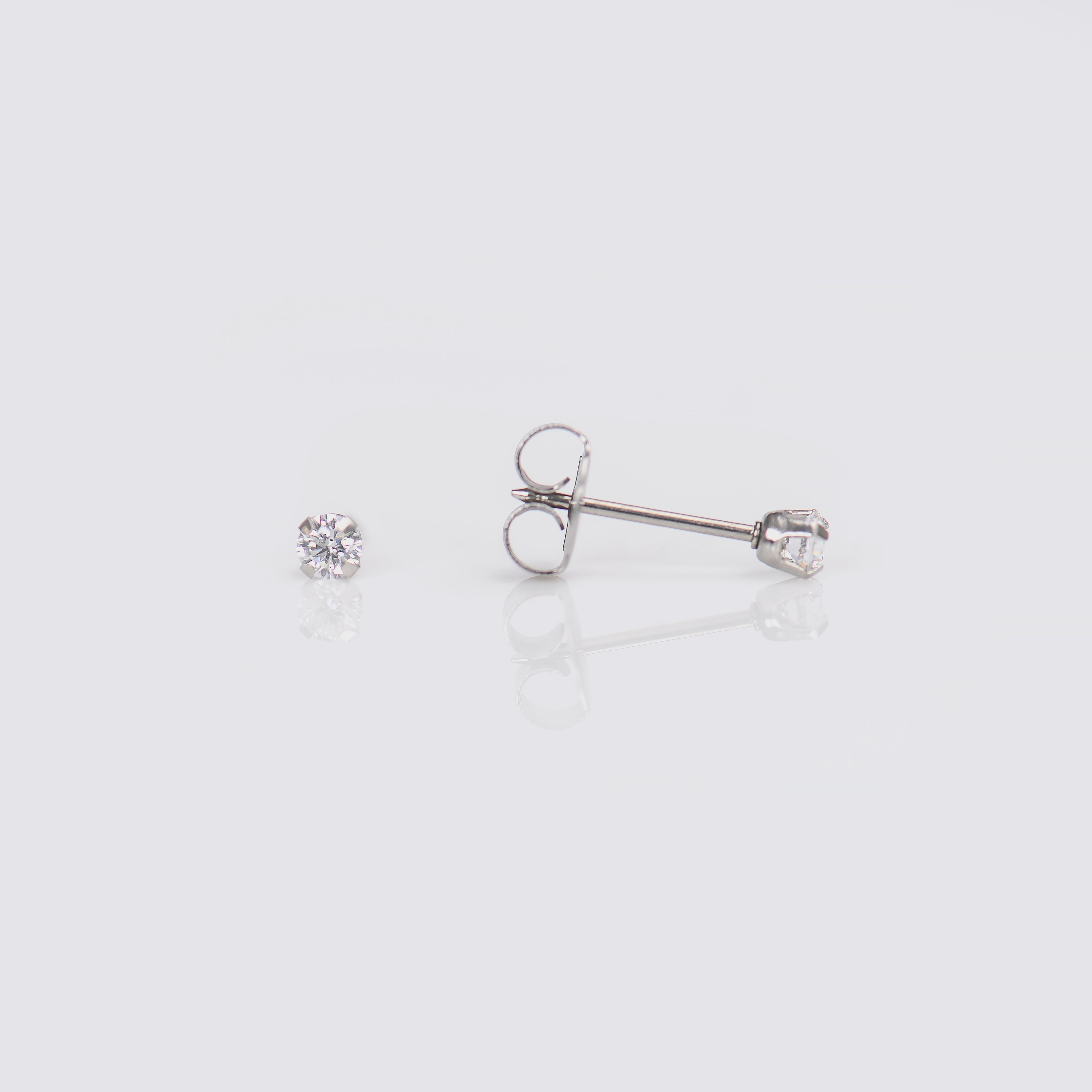 System 75™ 2mm 14K White Gold Prong-Set Cubic Zirconia Piercing Studs