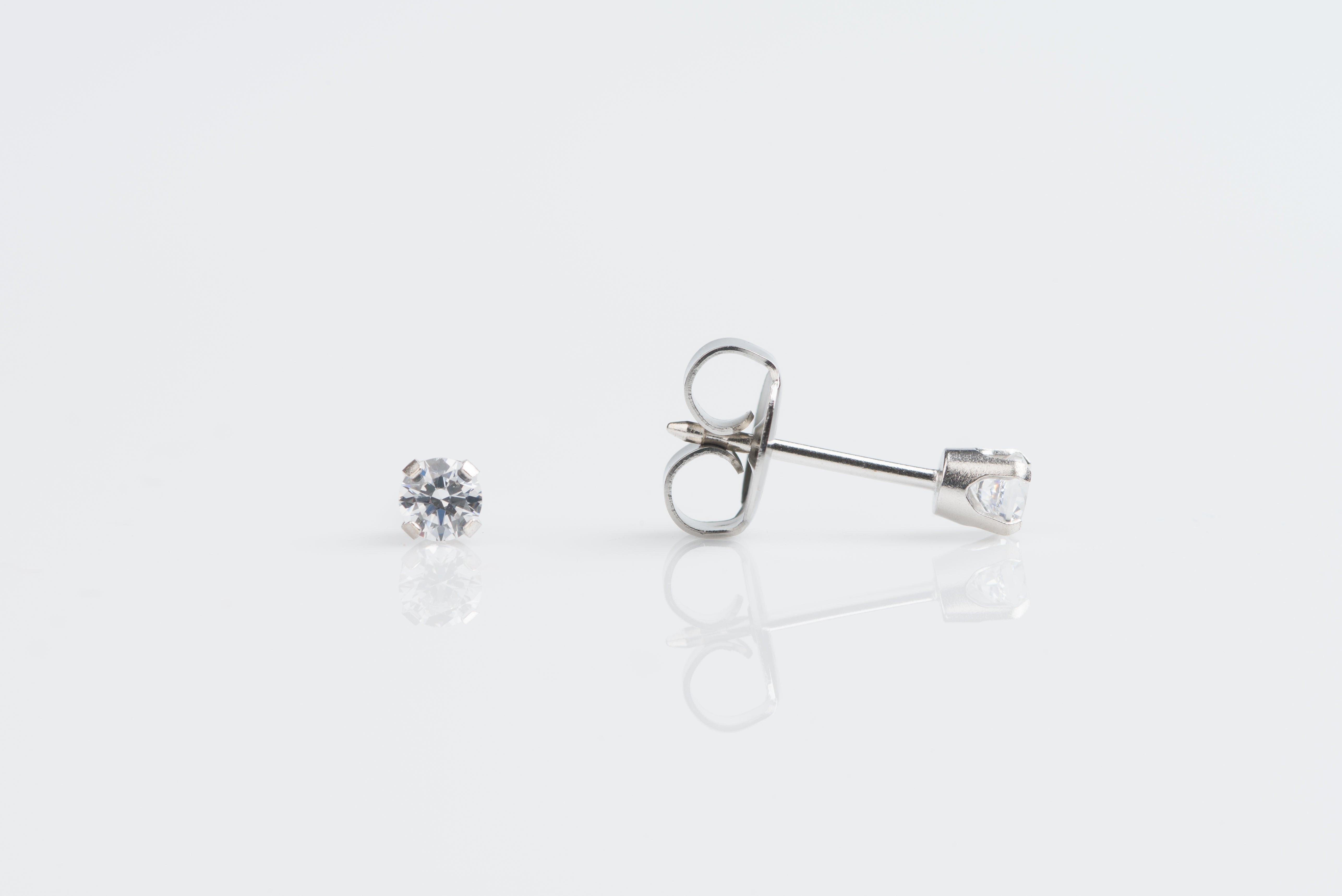 System 75™ 3mm 14K White Gold Prong-Set Cubic Zirconia Piercing Studs