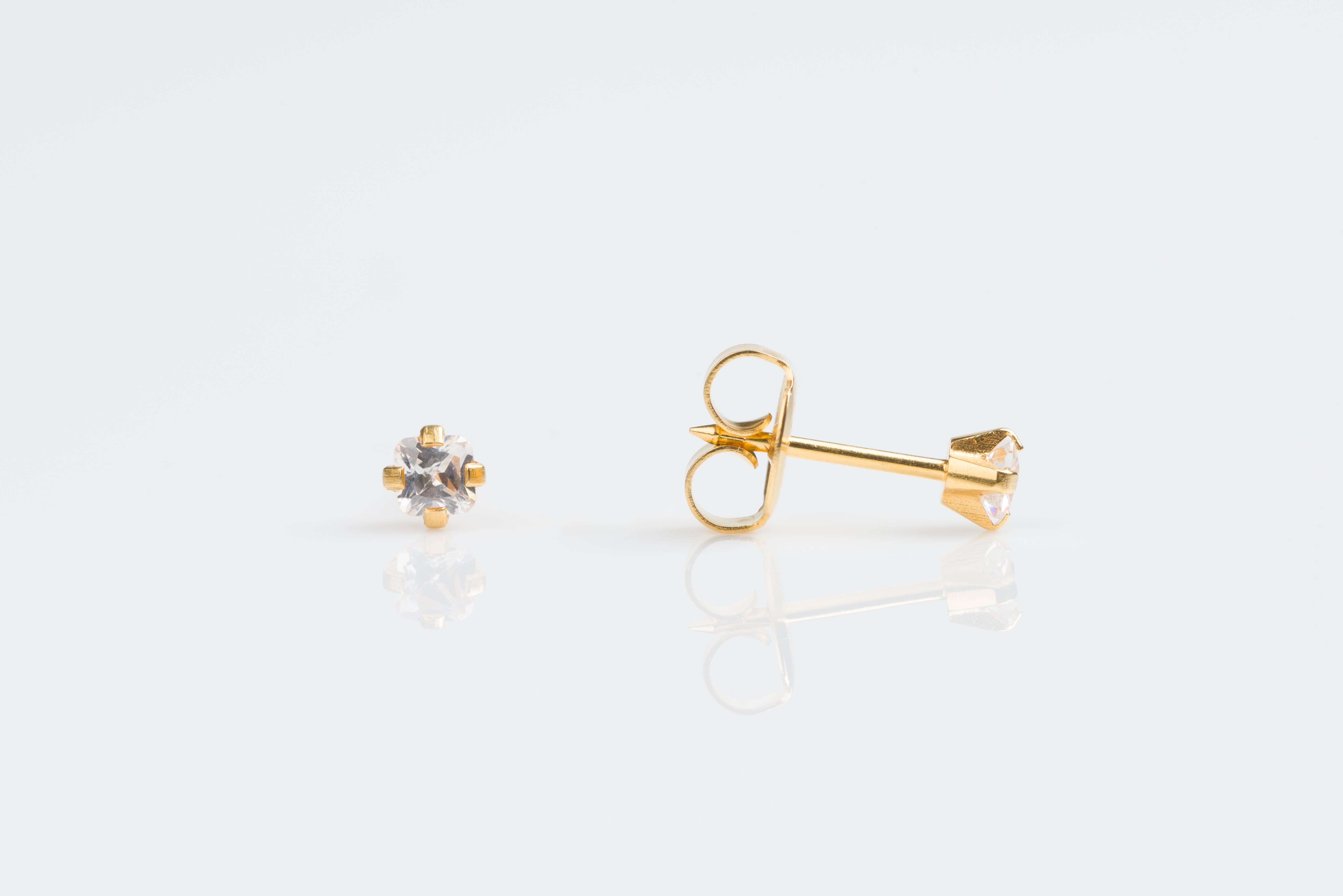 System 75™ 3x3mm 14K Yellow Gold Prong-Set Princess-Cut Cubic Zirconia Piercing Studs