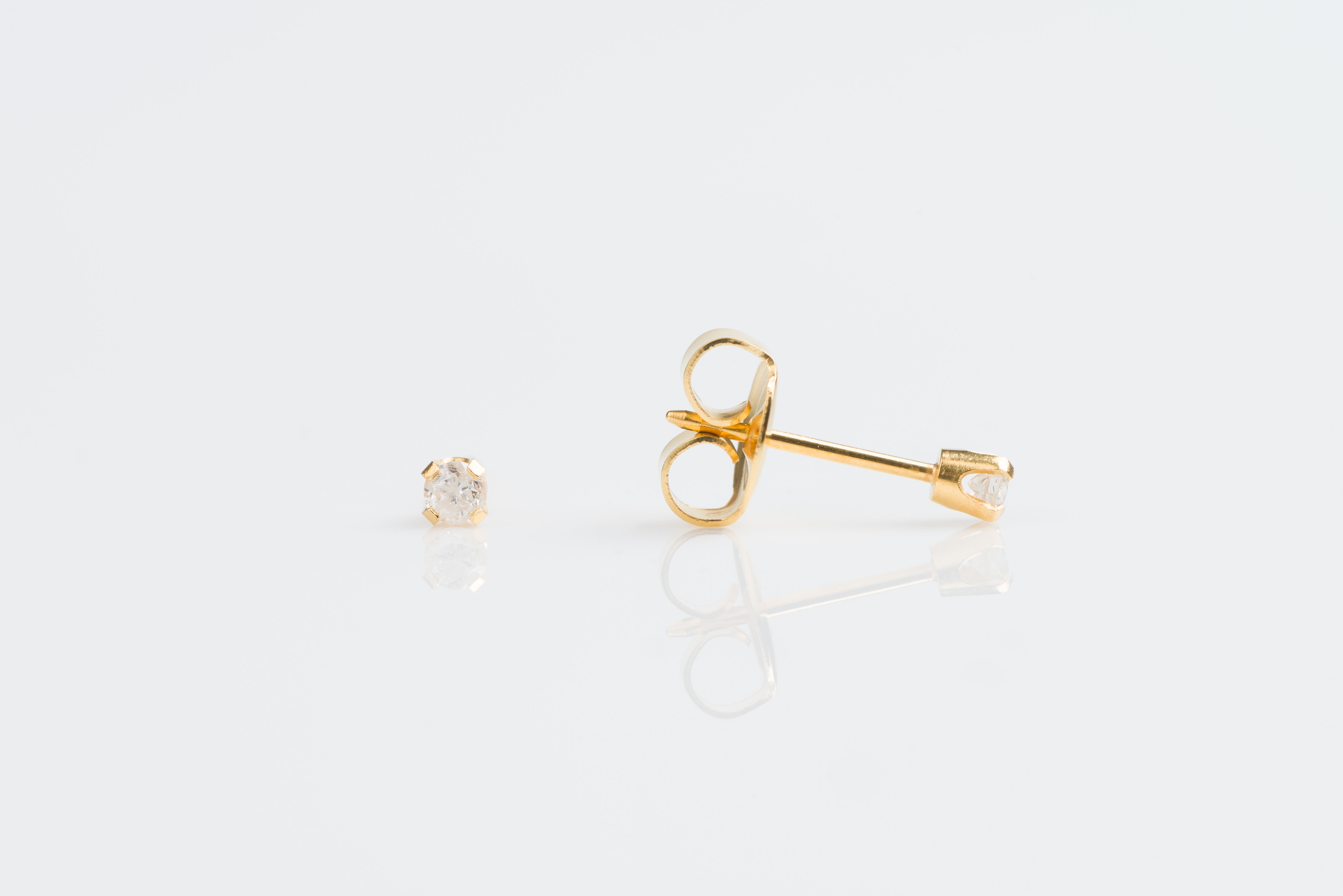 System 75™ 3mm 14K Yellow Gold Prong-Set Cubic Zirconia Piercing Studs