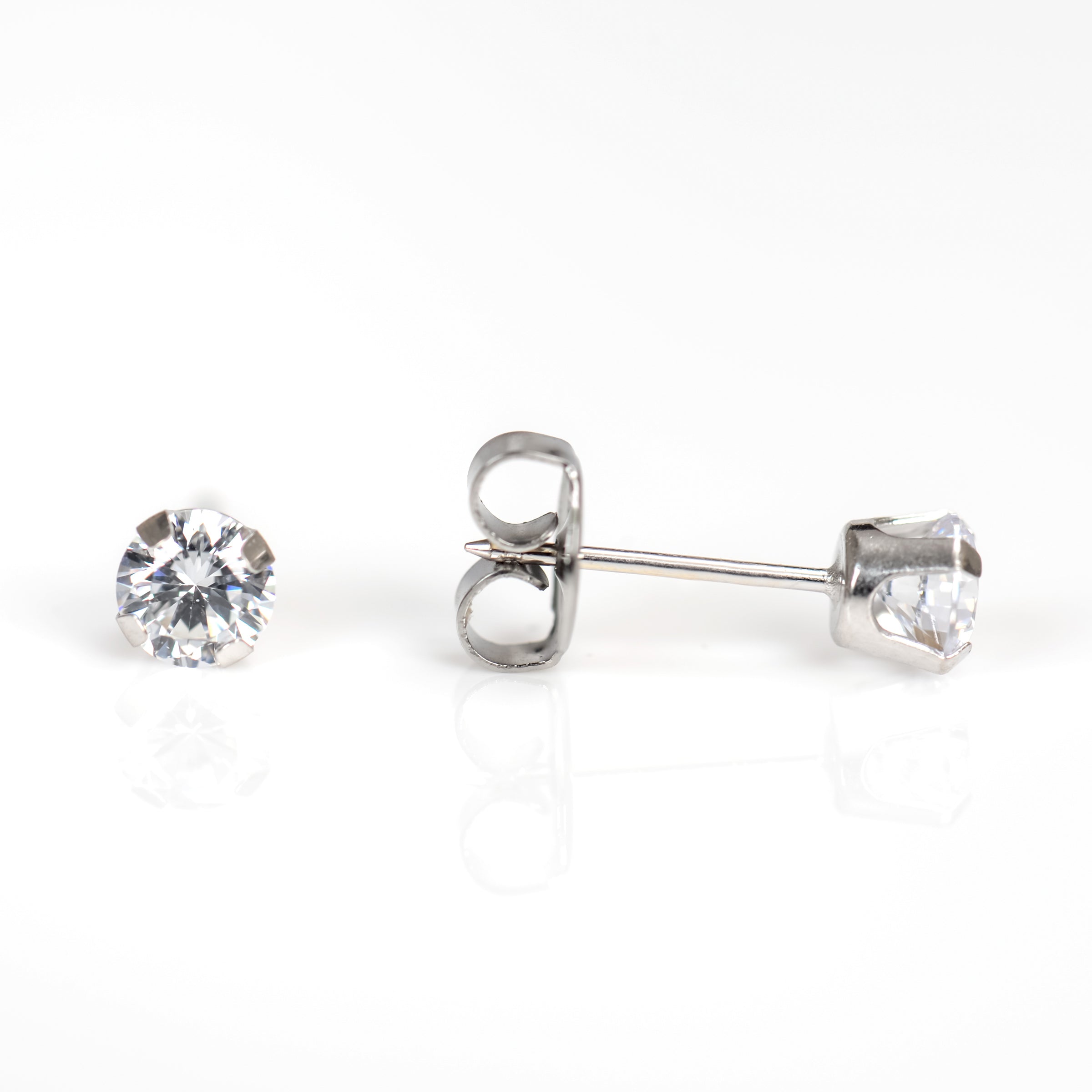 System 75™ 5mm 14K White Gold Prong-Set Cubic Zirconia Piercing Studs